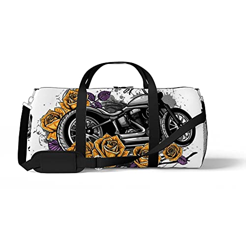 Illustation Vintage Chopper Motorcycle Roses