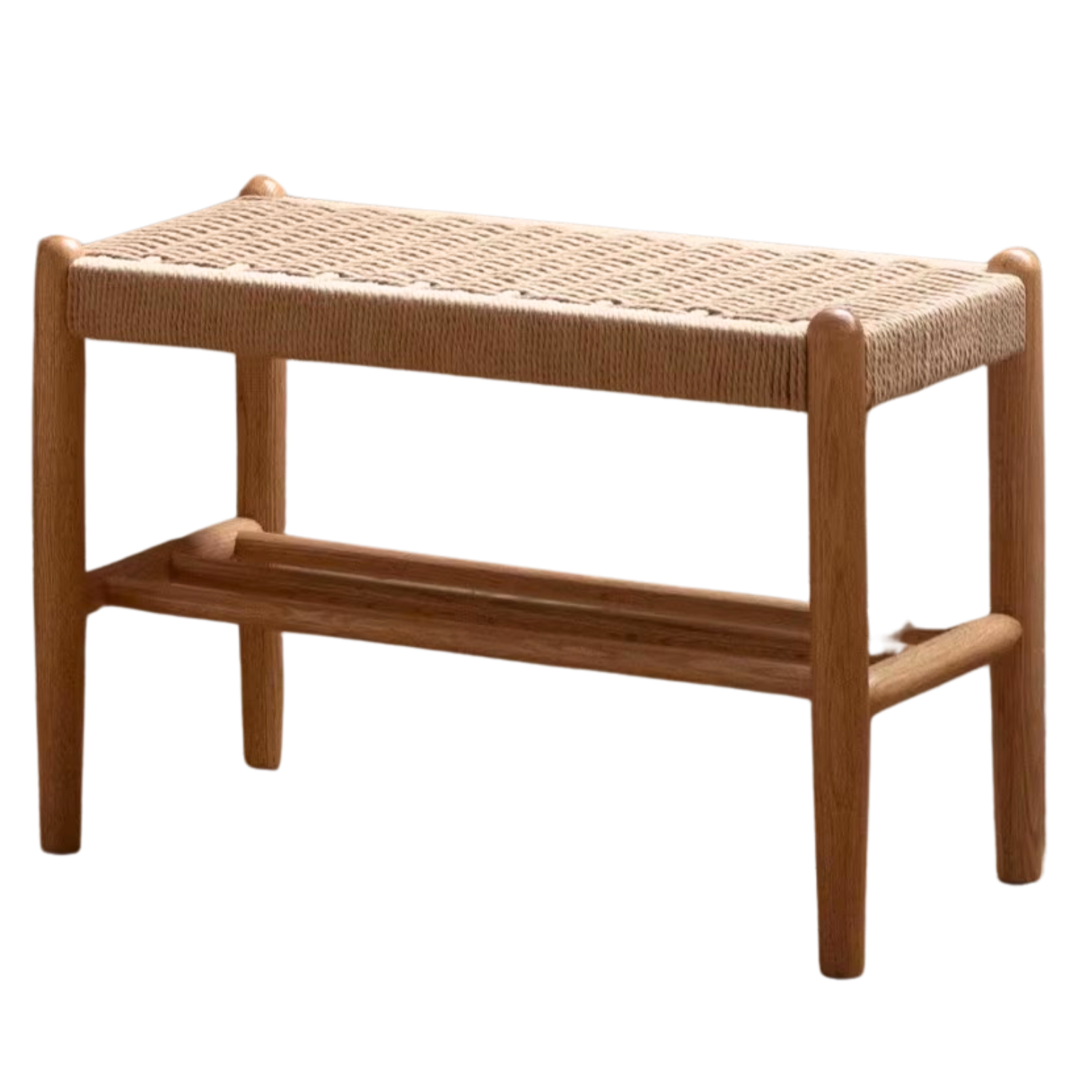 Oak Solid Wood Modern Rope Shoe Bench - Entryway Storage Organizer for Shoes & Boots | Perfect for Mudrooms, Hallways & Bedroom Décor