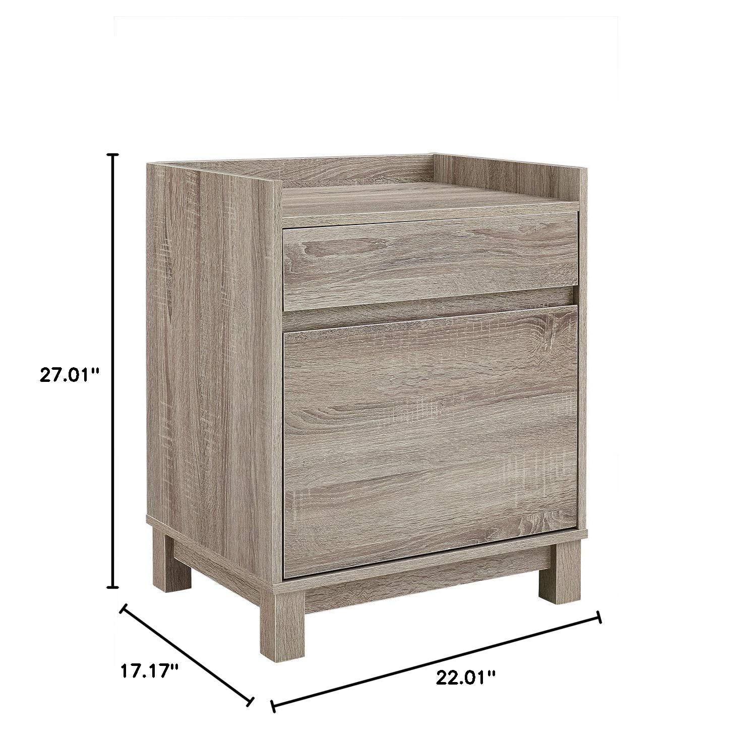 Benjara 2-Drawer Wooden Filing Cabinet - Spacious Storage Organizer for Office & Home, Gray - Perfect for Documents, Files & Office Supplies
