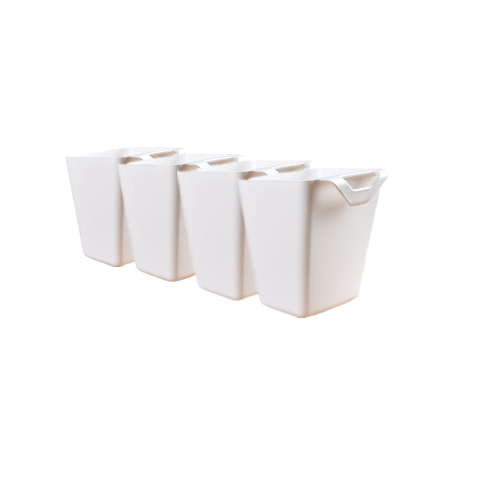 4 Pack Hanging Cup Holders - White Hanging Storage Bins for Rolling Carts, Trolleys & Organizers (4.75x4 Inches) - Perfect for Office Supplies, Makeup Brushes, Plants & Home Organization Accessories