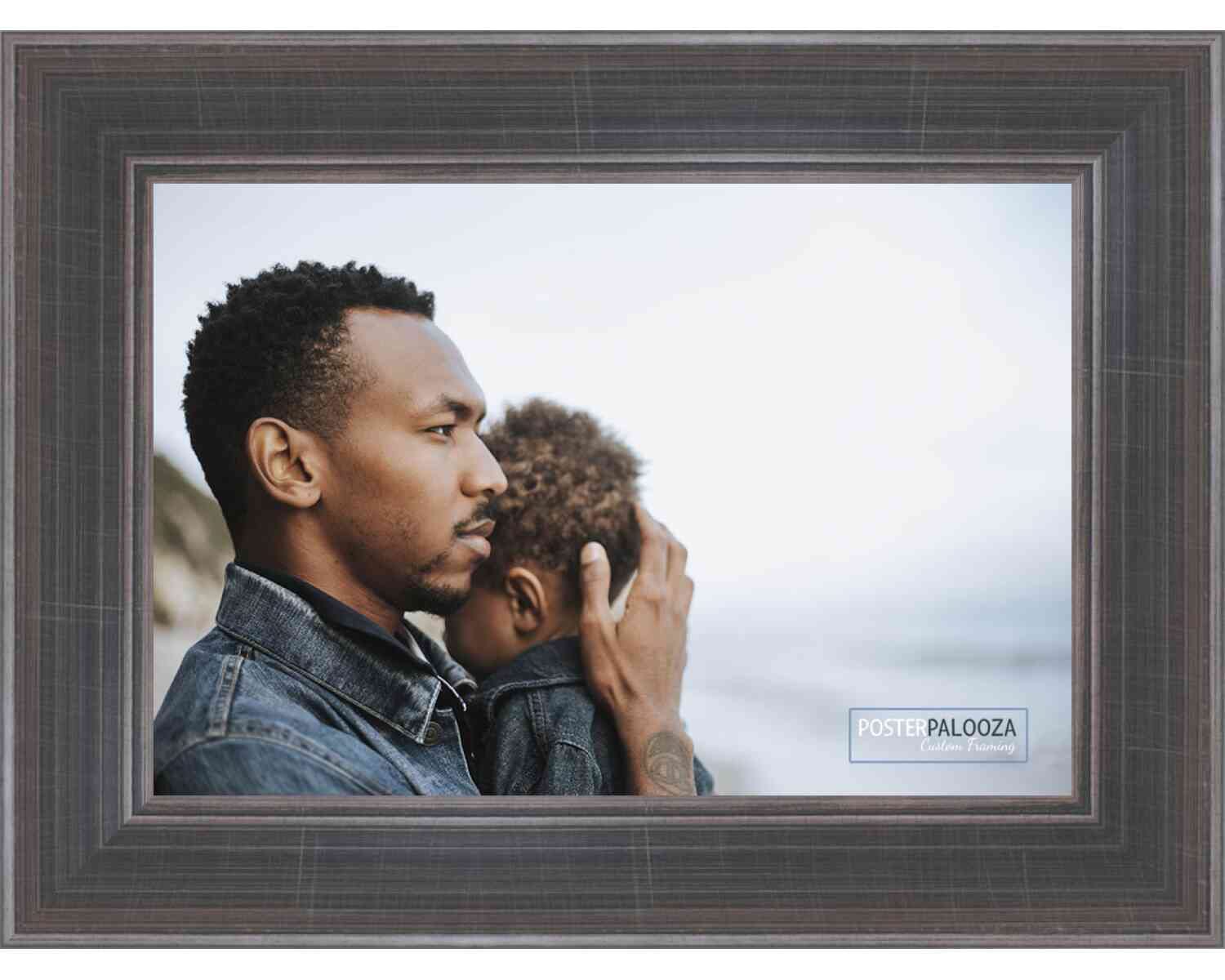 12x8 Modern Pewter Wood Picture Frame with UV Acrylic, Foam Board Backing & Hanging Kit - Perfect for Home Decor, Office Display & Photo Gifts