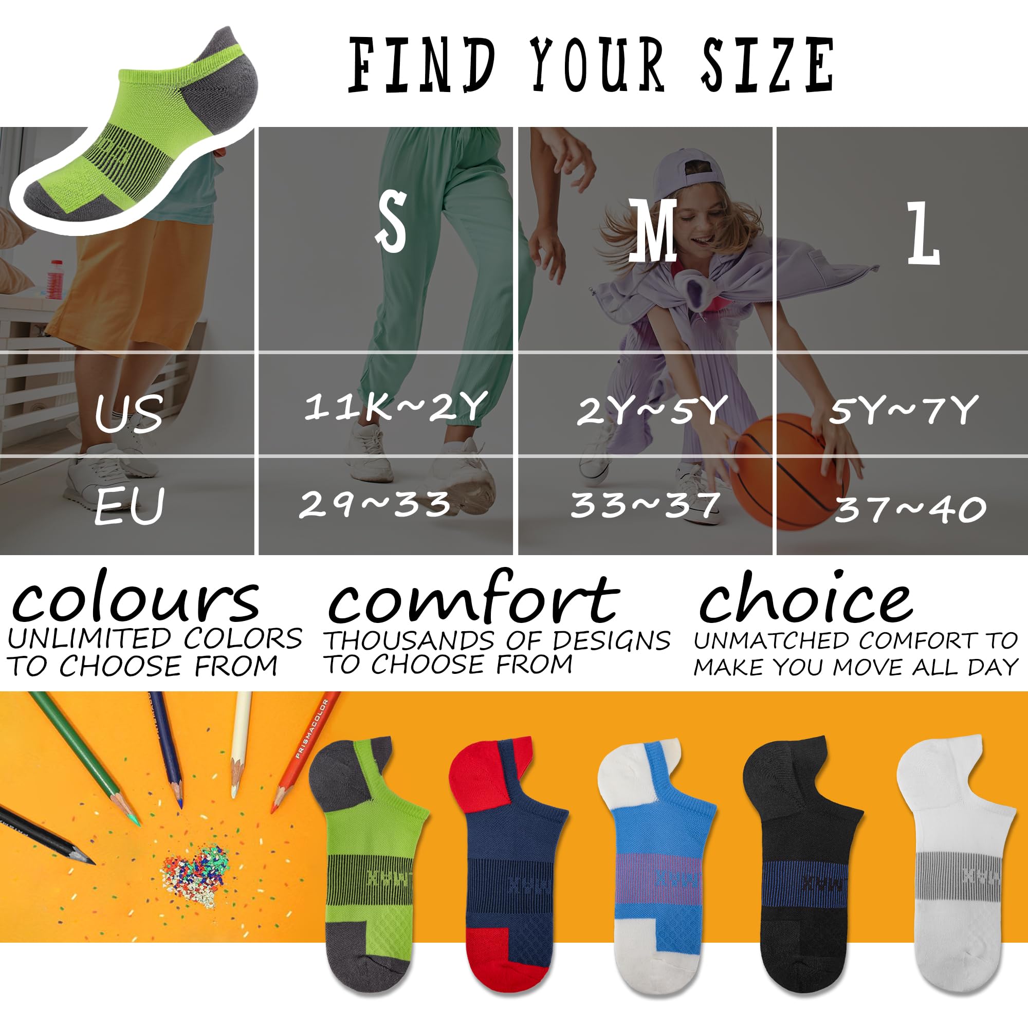BRISIRA Coolmax Bamboo Viscose Kids No Show Socks - Breathable Compression Athletic Running Socks for Boys & Youth - Cushioned Ankle Support for Sports, School & Daily Activities