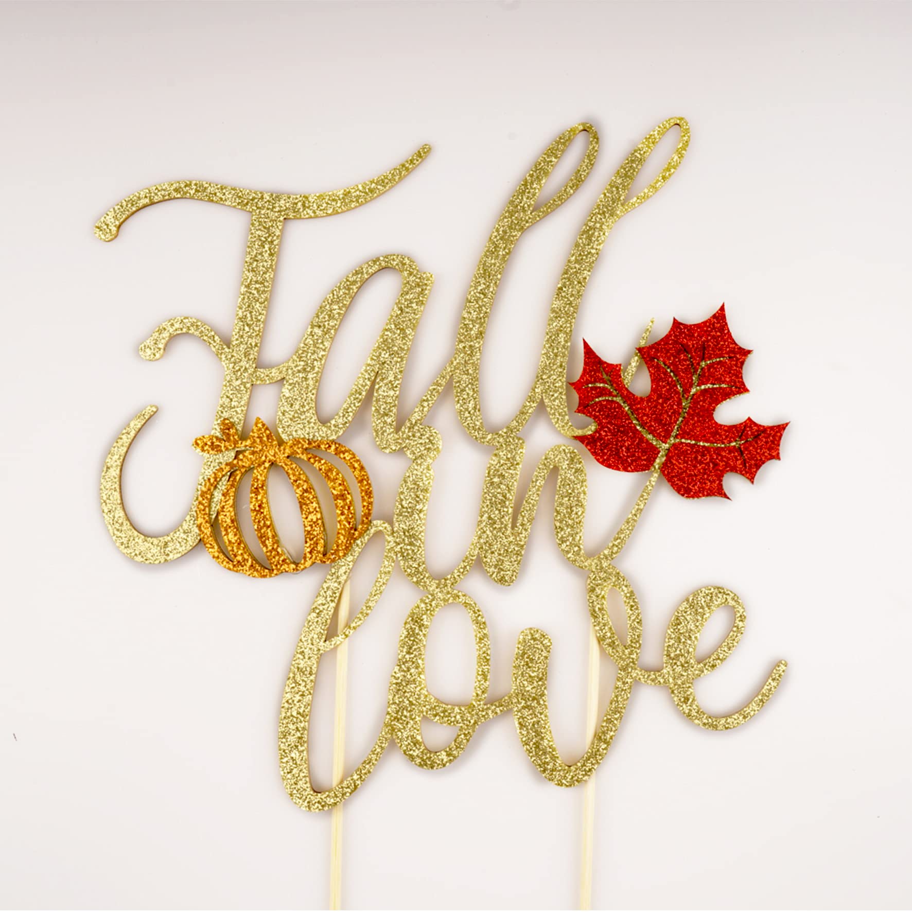 Fall in Love Cake Topper - Autumn Themed Wedding Cake Decorations for Engagement, Anniversary & Bridal Shower Parties | Perfect for Fall Weddings, Pumpkin Spice Celebrations & Cozy Seasonal Events