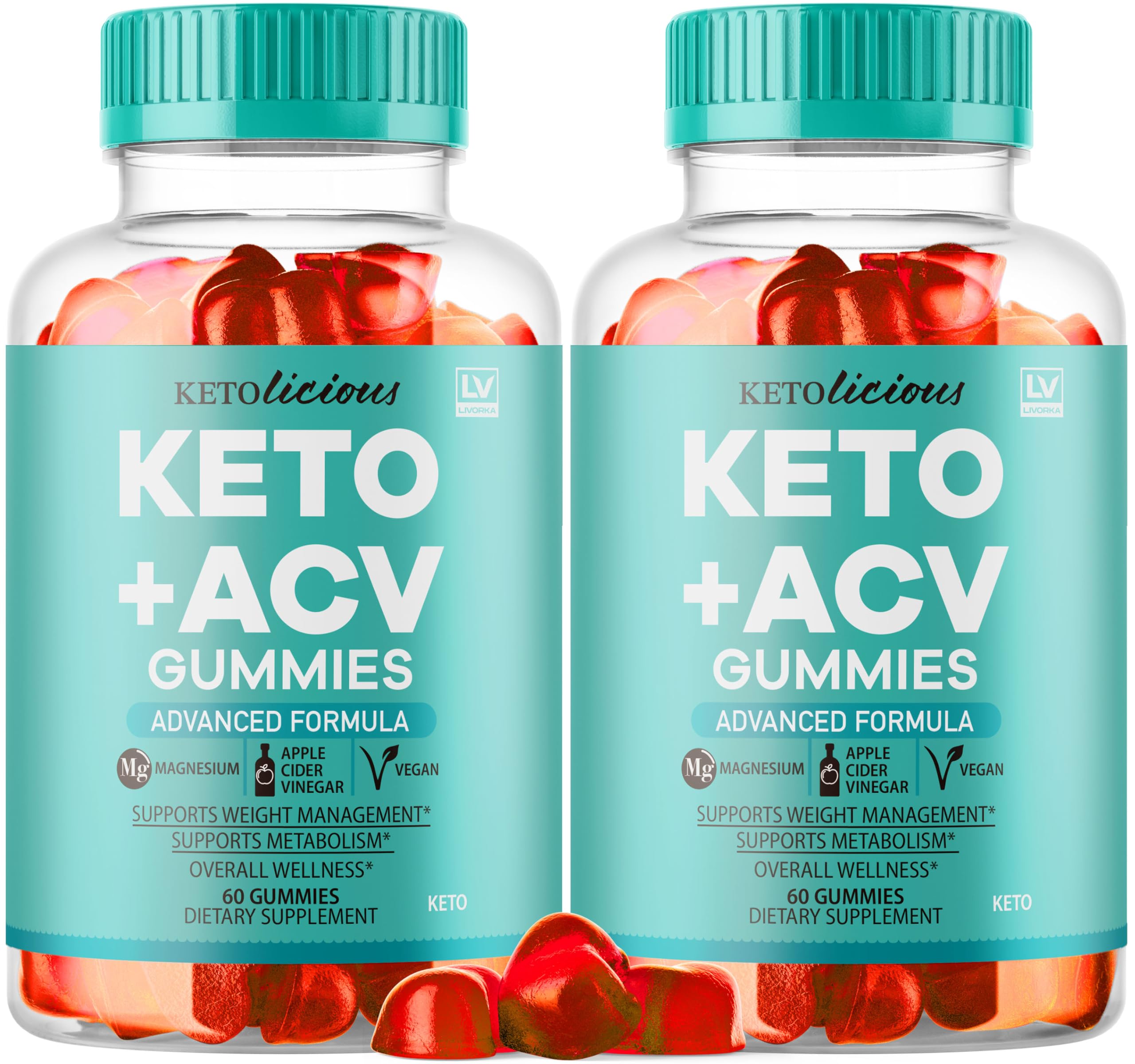(2 Pack) Ketolicious Keto ACV Gummies - Advanced Formula Apple Cider Vinegar Supplement, 120 Gummies (2 Month Supply) for Weight Loss & Digestive Health - Perfect for Keto Diet & Low Carb Lifestyle