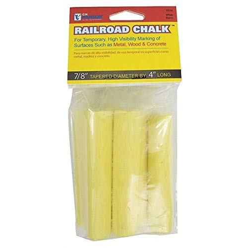 White Tapered Railroad Chalk 4-Inch (Pack of 6) - Ideal for Train Crews, Model Railroads & Industrial Marking