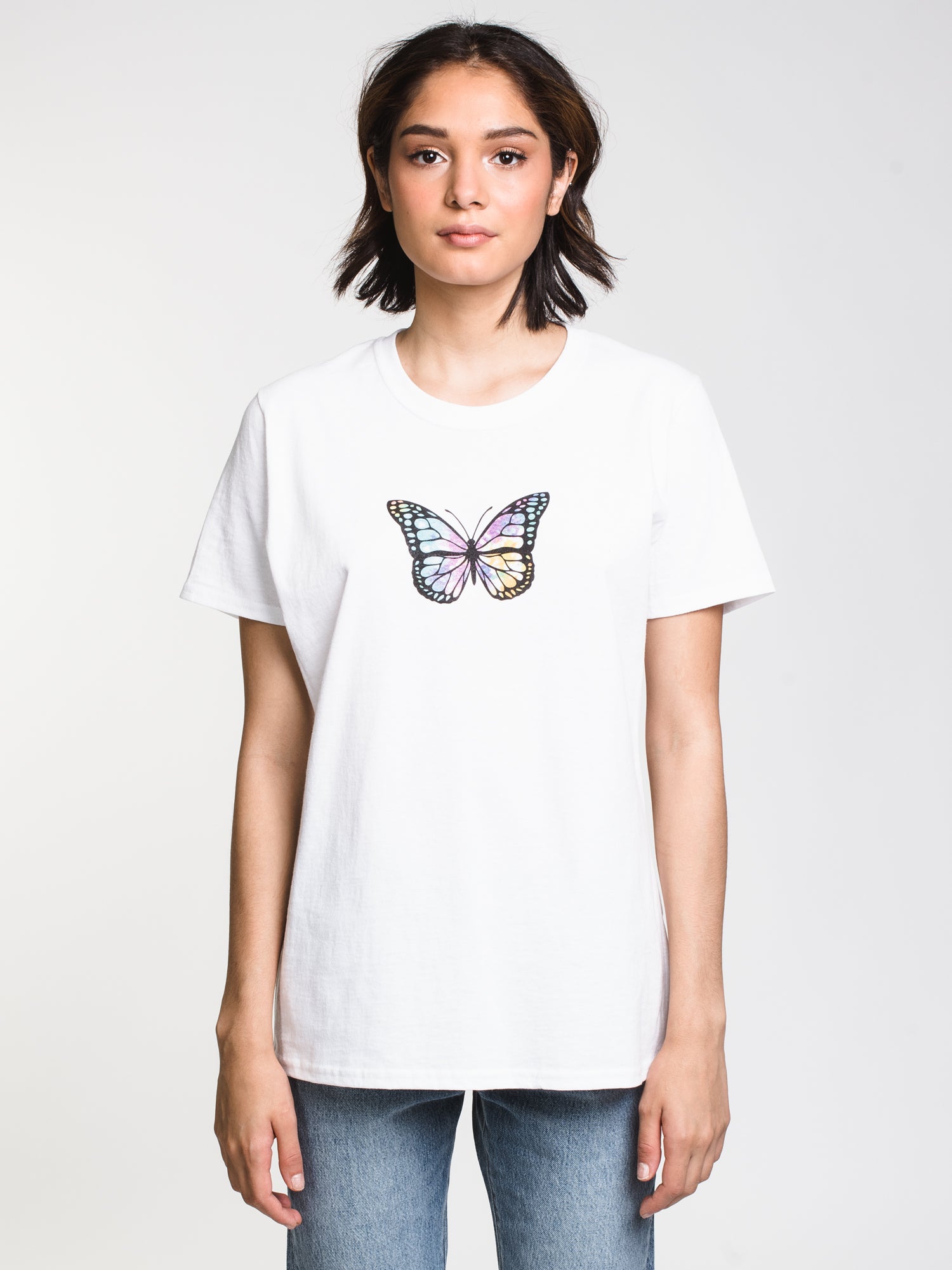 Butterfly White L Women's T-Shirt - Soft Cotton Casual Tee for Everyday Wear | Perfect for Outfits, Layering & Lounge