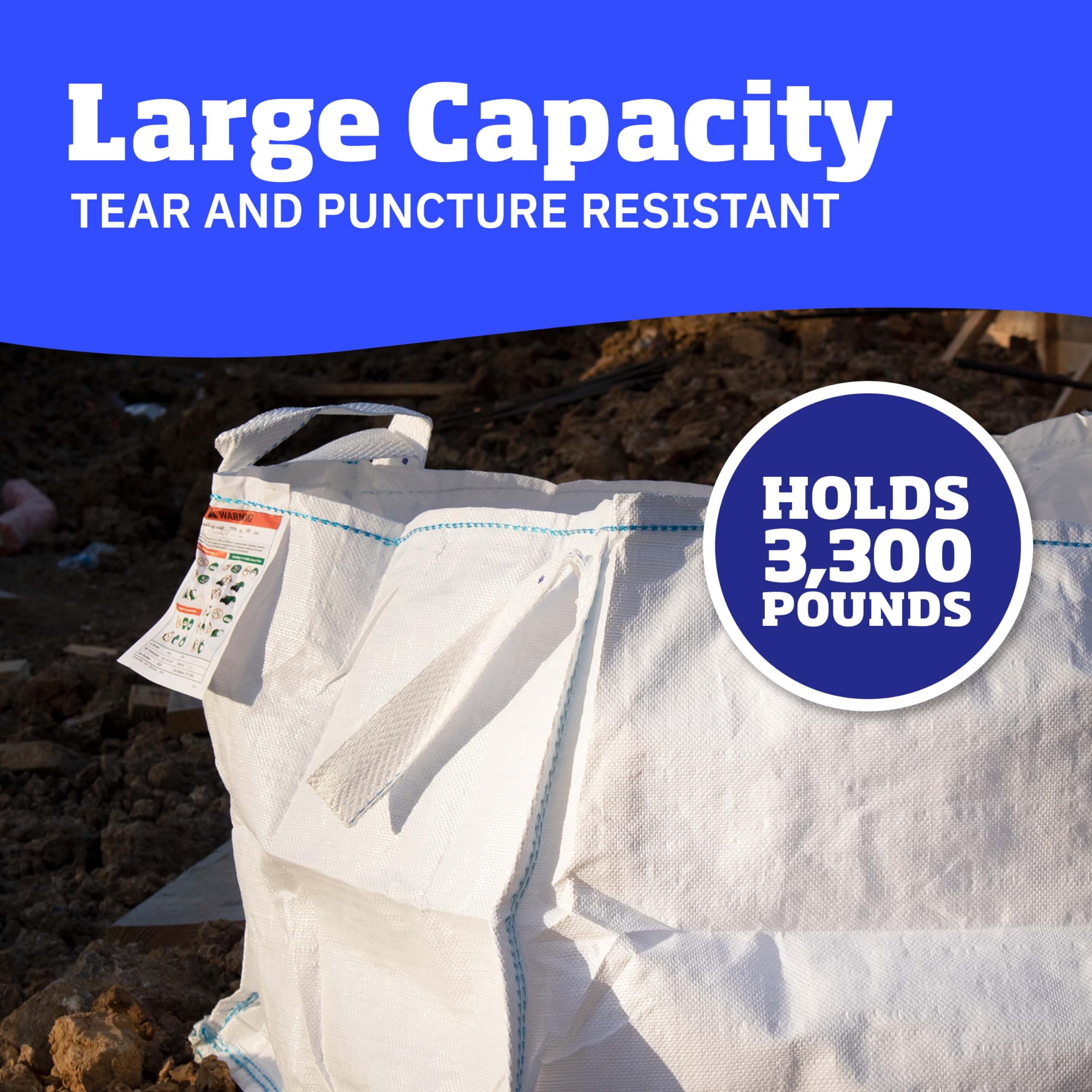 DURASACK 130 Gallon Heavy Duty Polypropylene Concrete Washout Bag with Plastic Liner - Open Top Flat Bottom Design for Construction Sites (Pack of 5) | Ideal for Concrete Waste Disposal, Job Site Cleanup & Environmental Compliance