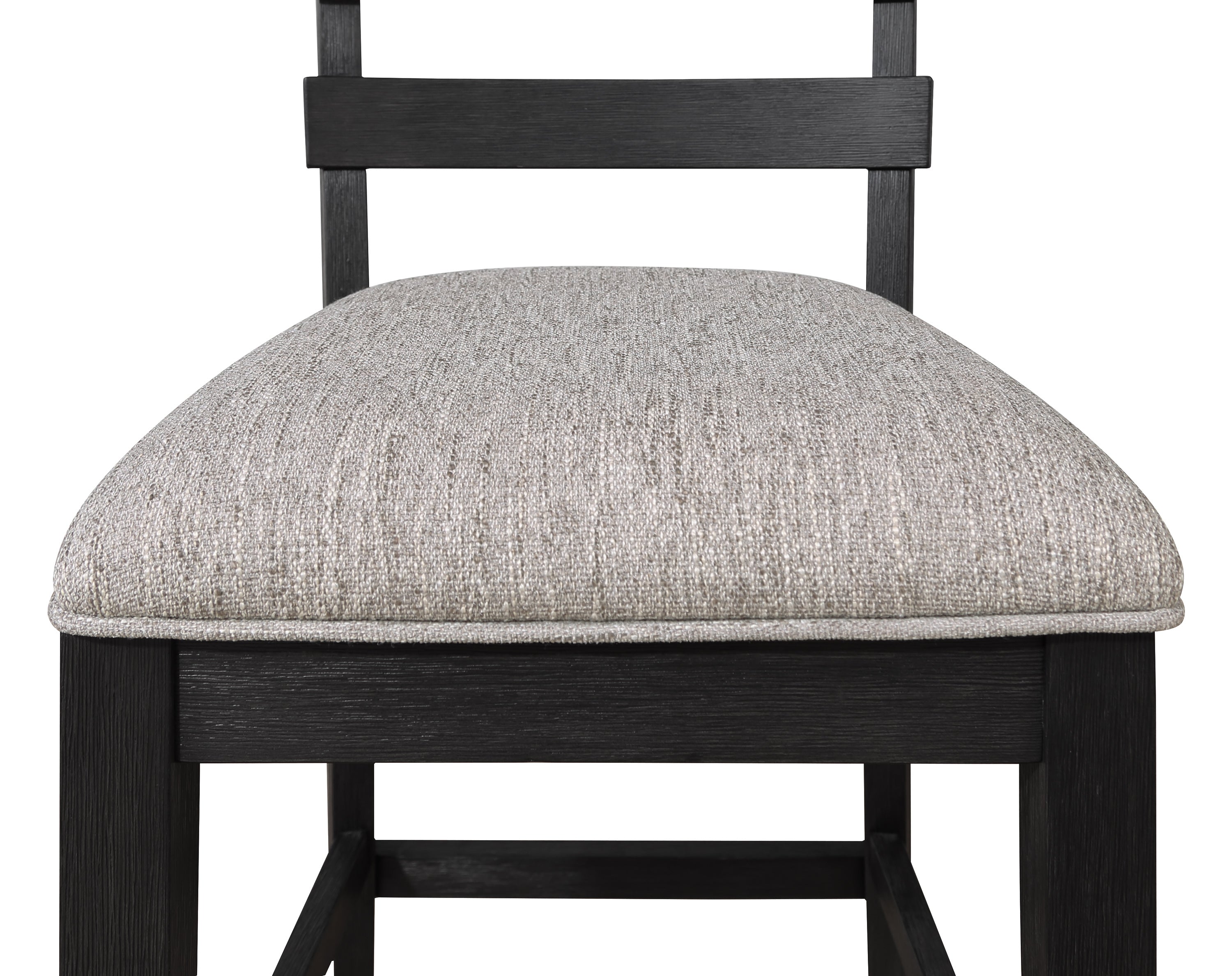 2-Piece Black & Gray Counter Height Chairs with Upholstered Seat & Ladder Back - Solid Wood Bar Stools for Kitchen Island, Breakfast Nook & Dining Room - Modern Farmhouse Style Counter Stools for Home Decor