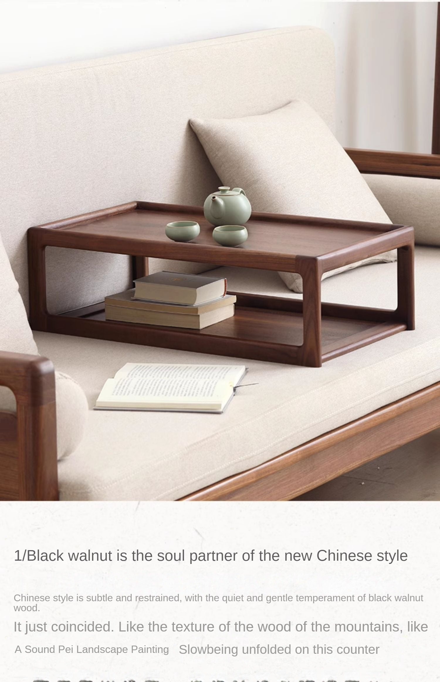 Premium Black Walnut, Ash & Oak Solid Wood Japanese Tatami Tea Table - Traditional Zen Style Low Table for Tea Ceremony, Meditation & Living Room Decor