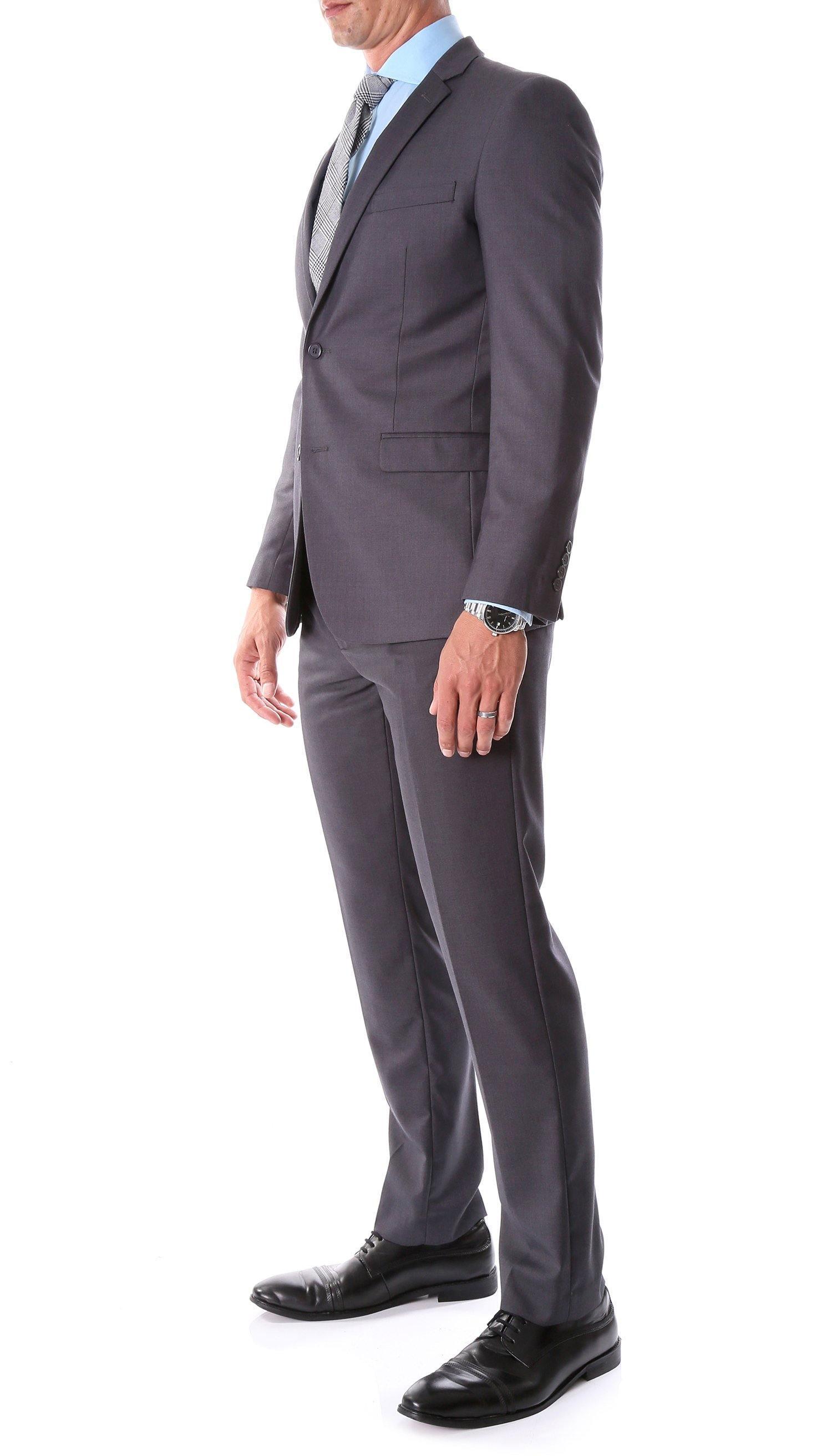 Oslo Collection Slim Fit 2-Piece Suit for Men - Charcoal Gray Business Formal Attire | Perfect for Weddings, Office & Special Occasions