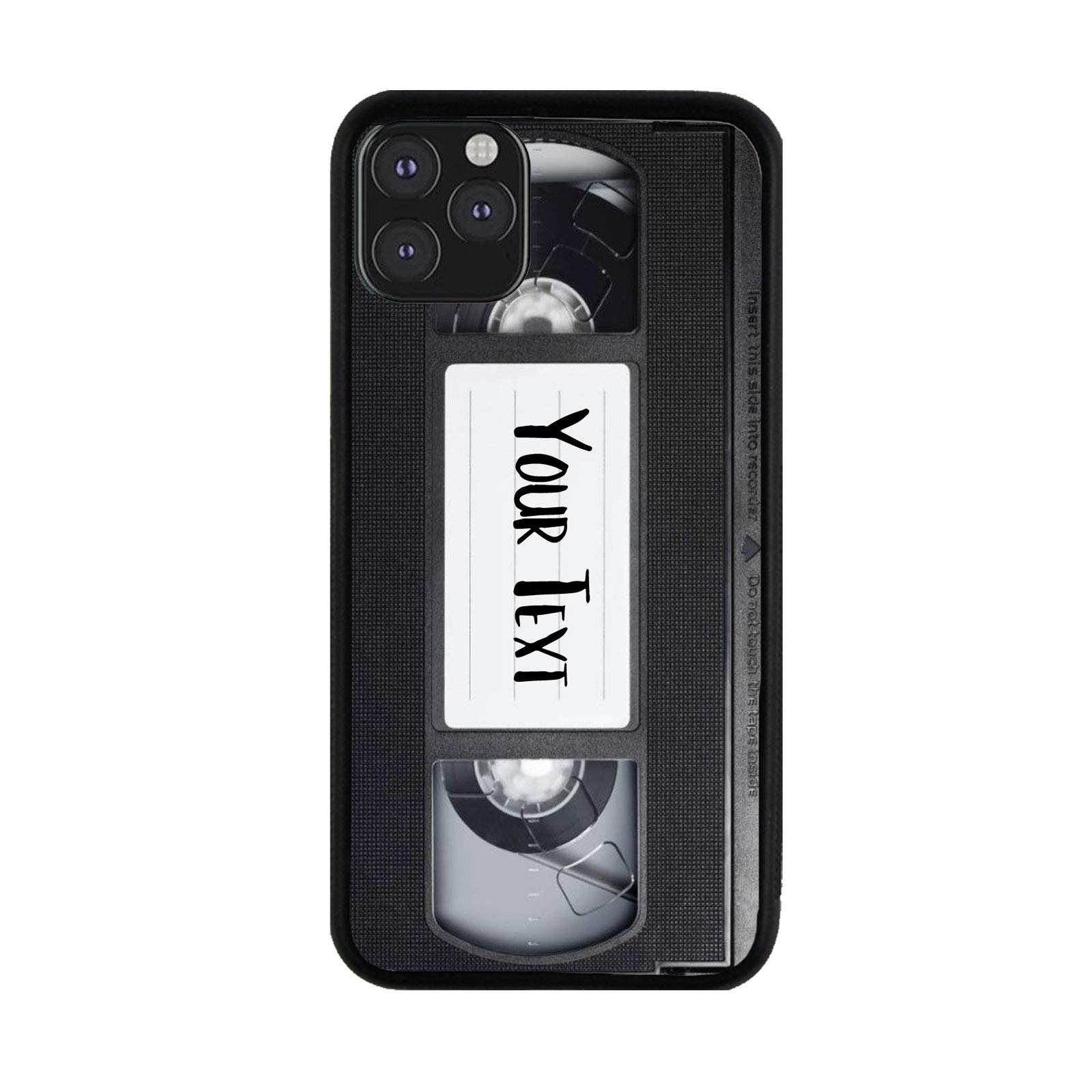 BRGiftShop Personalized Custom Name VHS Tape Rubber Phone Case for iPhone 12 & iPhone 12 Pro - Retro Design Protective Cover for Everyday Use & Gift Giving
