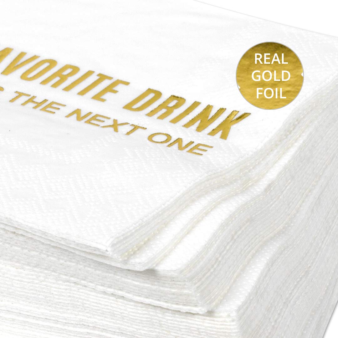 **Andaz Press Gold Foil Funny Cocktail Napkins - 