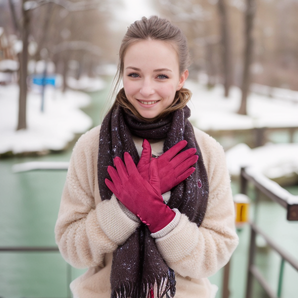 Bright Pink Winter Gloves for Women - Warm & Stylish Cold Weather Accessories - Perfect for Snowboarding, Skiing, and Outdoor Activities