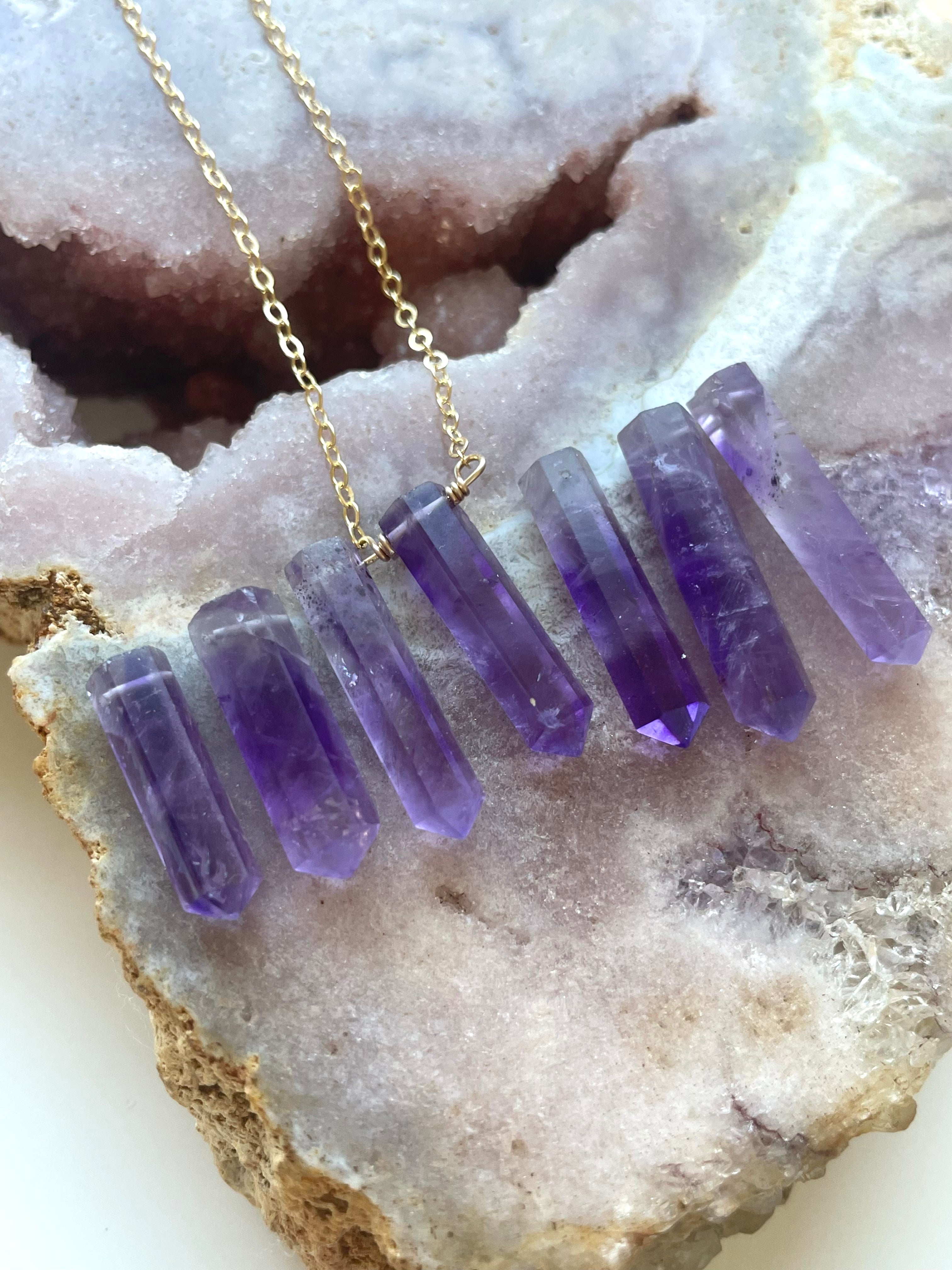Elegant Amethyst Point Necklace - February Birthstone Crystal Pendant for Women | Perfect for Valentine's Day Gifts, Birthday Presents & Spiritual Healing Jewelry