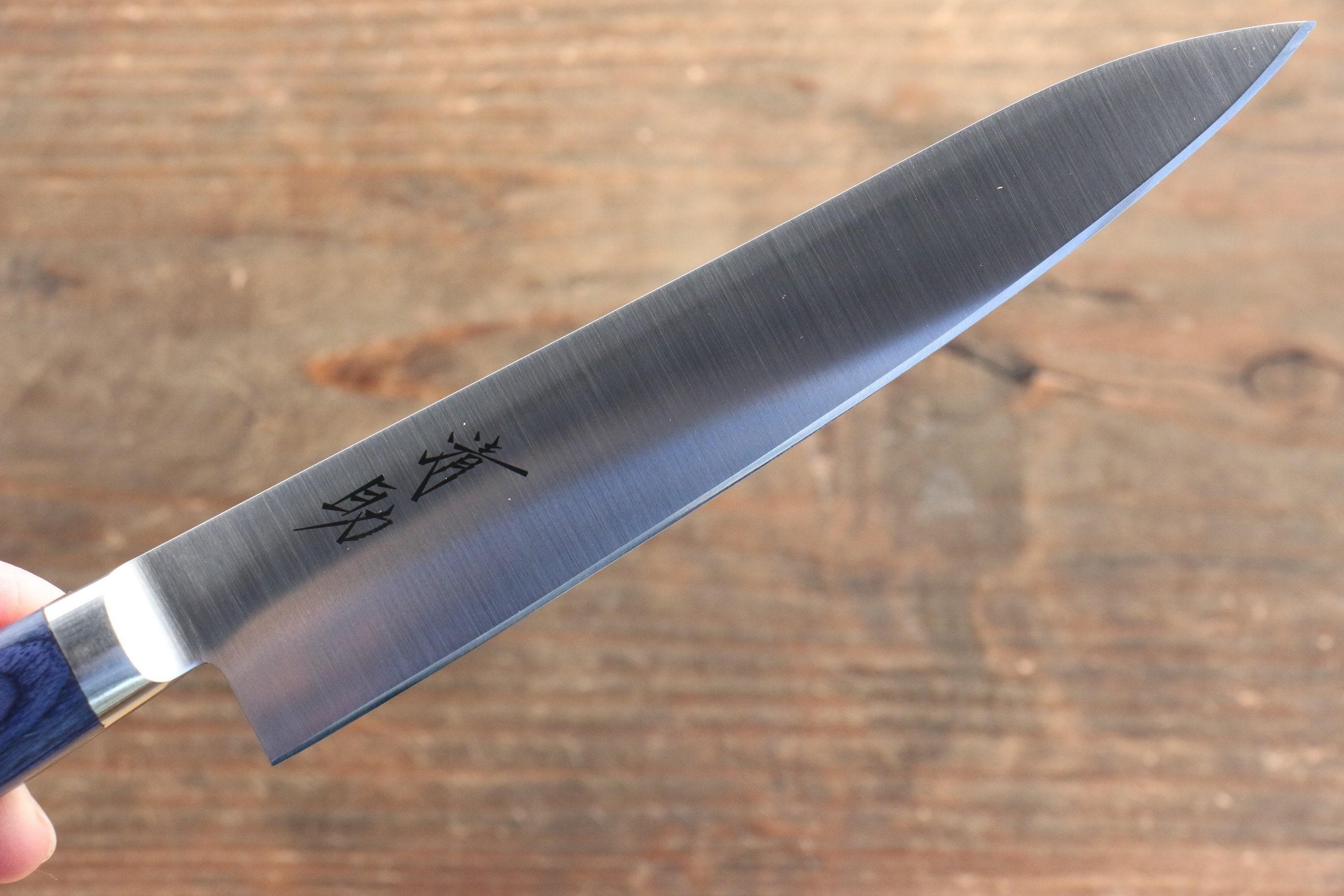 Premium Japanese Seisuke Seiten Molybdenum Petty Utility Knife 120mm - Blue Pakkawood Handle with Protective Sheath - Ideal for Home Cooking, Sushi Preparation & Professional Chef Use