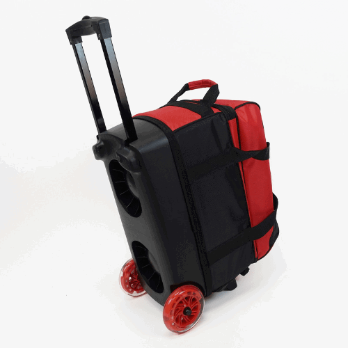 ELITE Deluxe Double Roller Bowling Bag - Heavy Duty Red Bowling Ball Carrier with Wheels for 2 Balls, Shoes & Accessories - Perfect for League Play & Tournament Travel