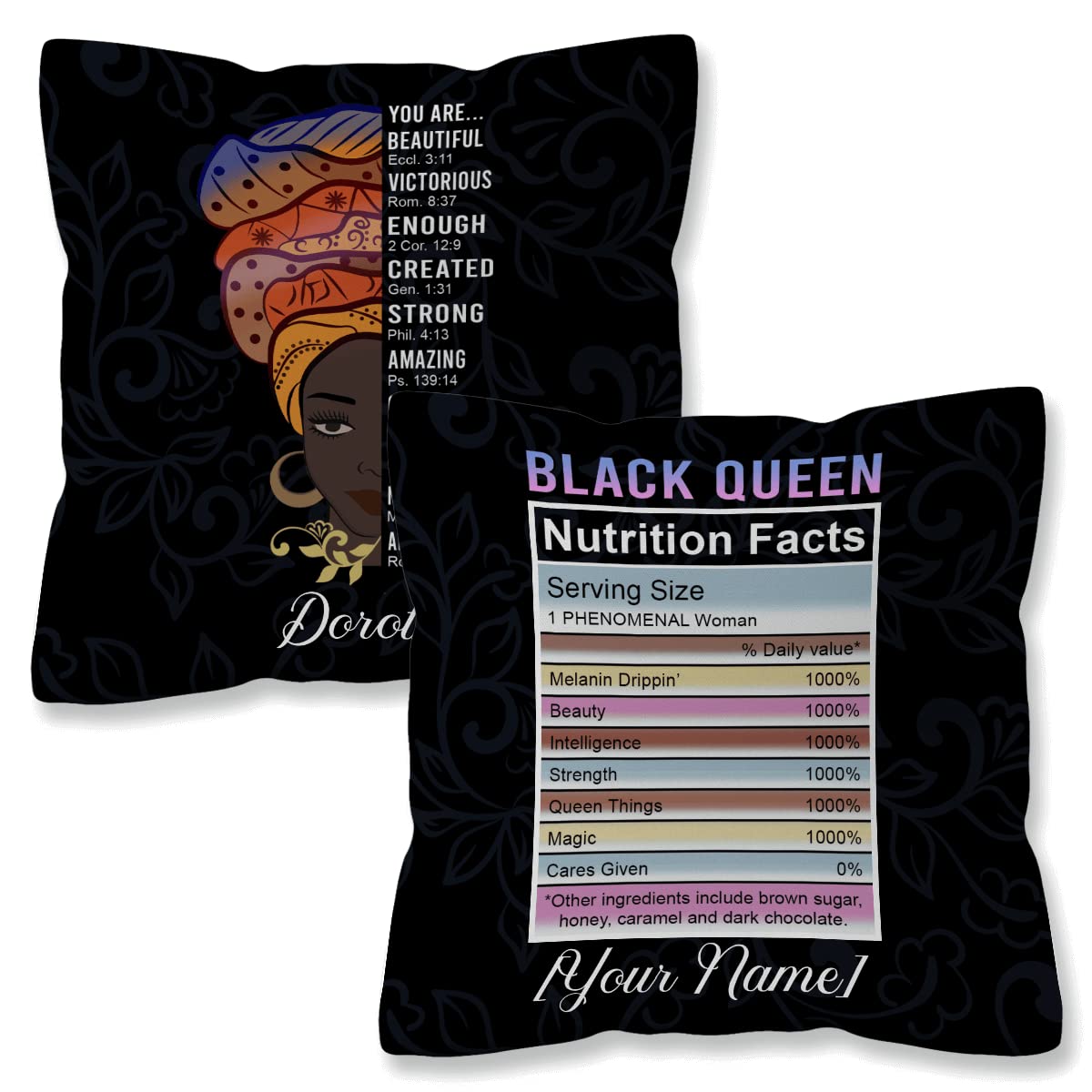 Customized Name Throw Pillow - Personalized Black Queen Size Decorative Cushion for Sofa, Bed & Living Room | Unique Home Decor Gift for Women & Girls | Perfect for Cozy Nights, Housewarming & Birthday Presents