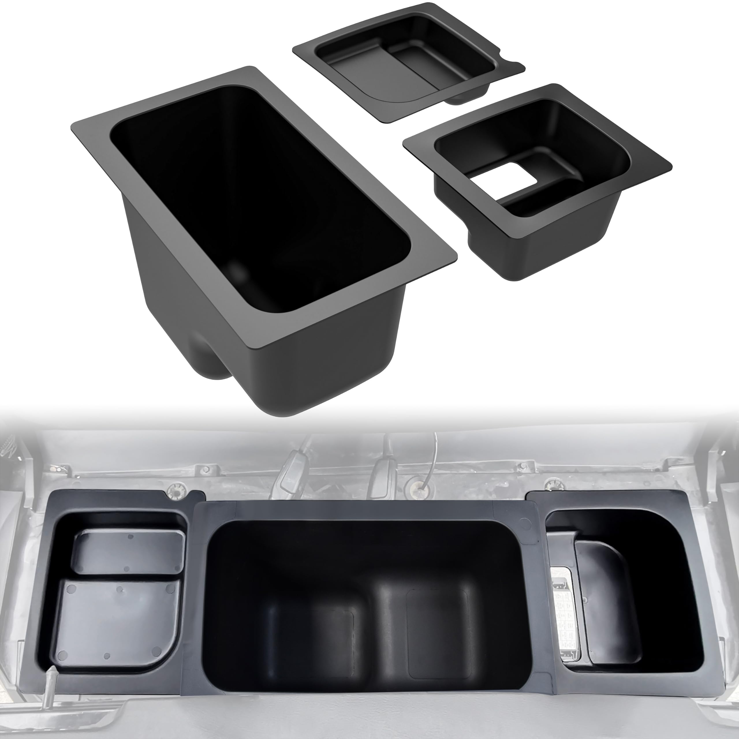 SAUTVS Under Seat Storage Box Organizer Tray - 3PCS Set for Polaris Ranger 500 570 Mid Size (50