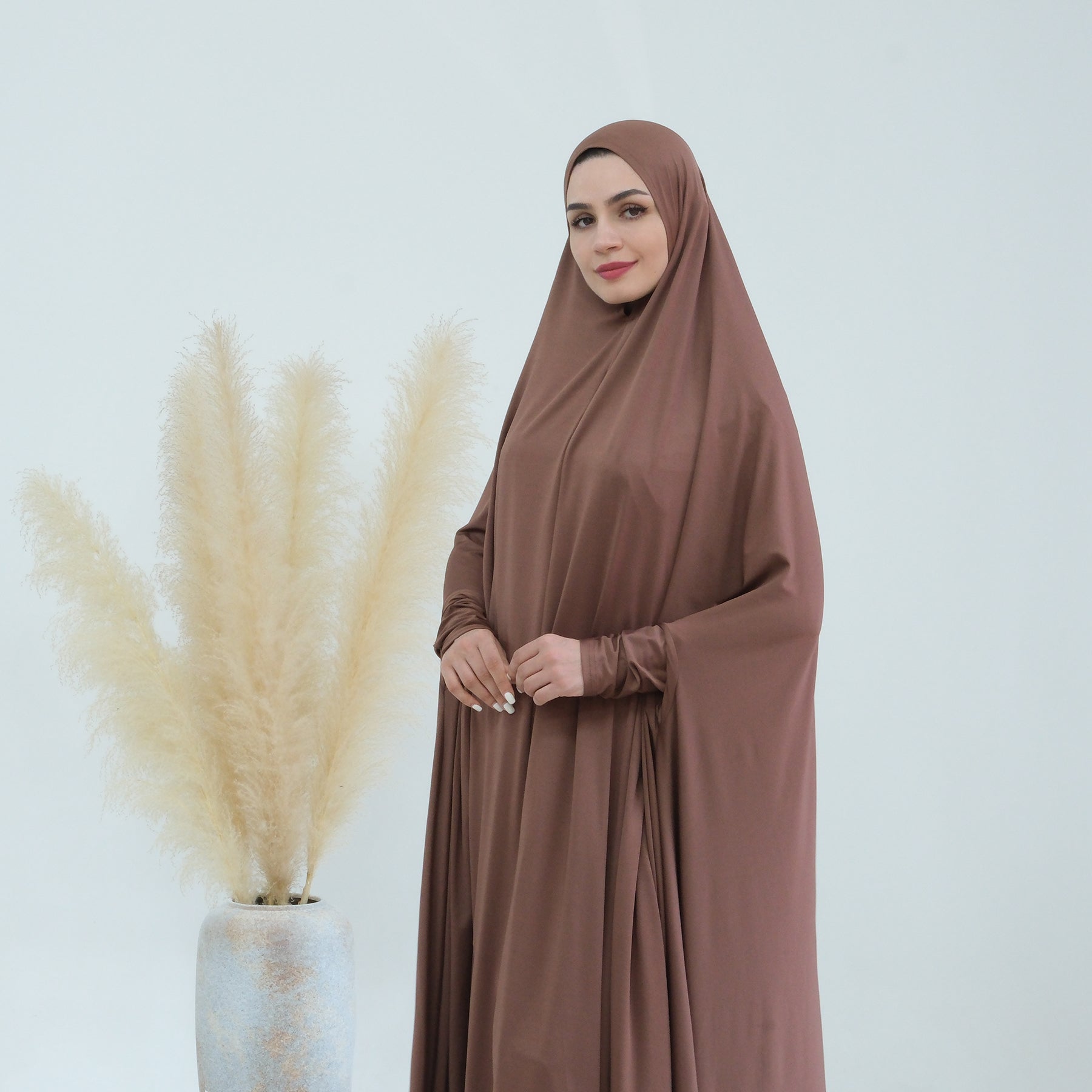 Awra Cape Hijab Combo in Brown - Modest Muslim Fashion for Women | Perfect for Prayer, Daily Wear & Special Occasions