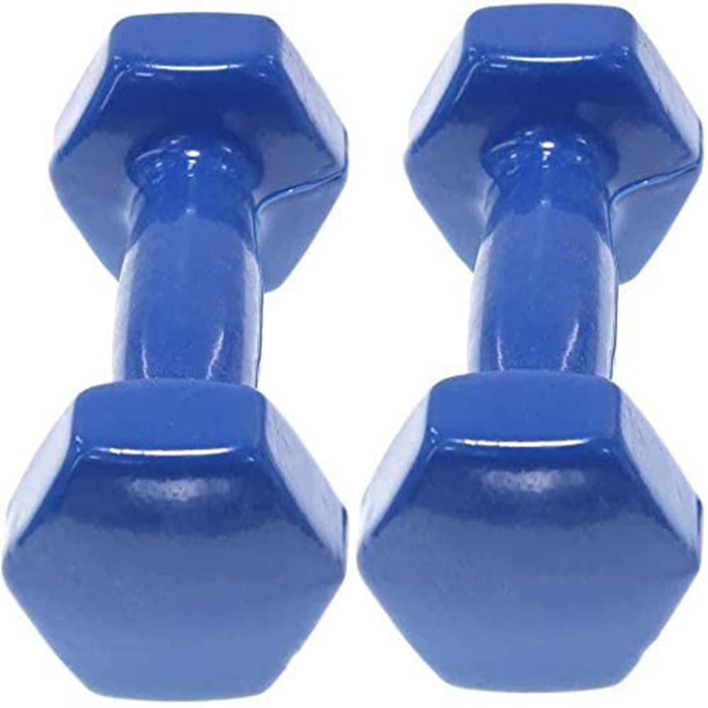 2-Piece Coated Dumbbell Set for Home & Gym Workouts - 1.5kg Blue Fitness Hand Weights - Perfect for Strength Training, Toning & CrossFit Exercises