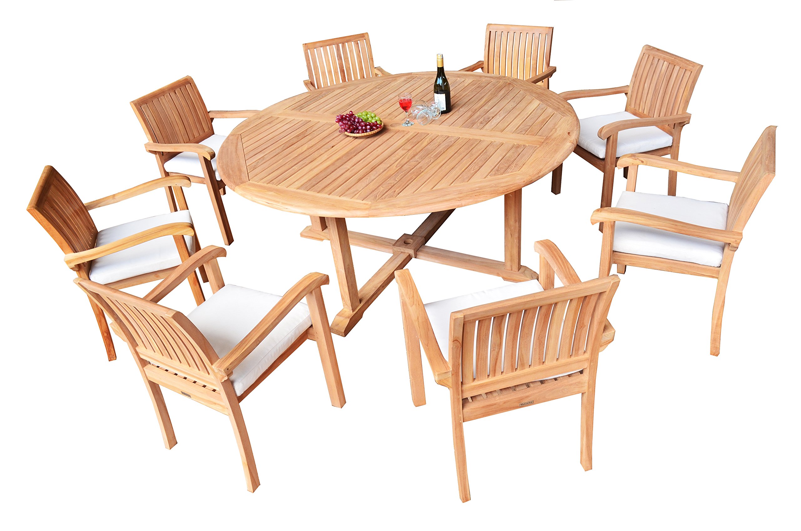 Premium 9-Piece Outdoor Patio Teak Dining Set - 72
