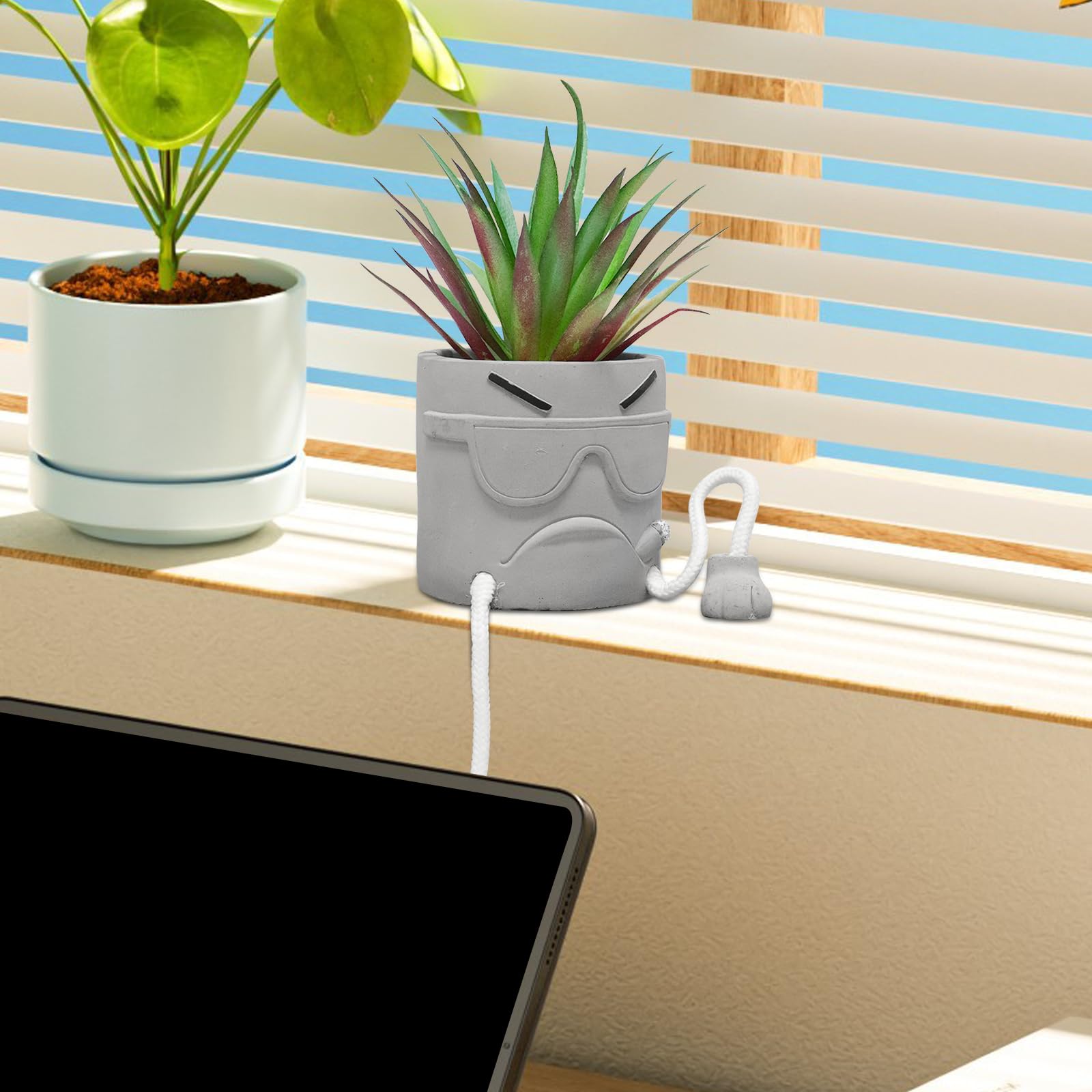 Zerzsy Artificial Succulents in Cement Pots with Hanging Leg - Mini Fake Plants for Kitchen Shelf, Bathroom Decor, Office Wall & Home Decor - Perfect for Indoor Greenery and Space-Saving Decorations