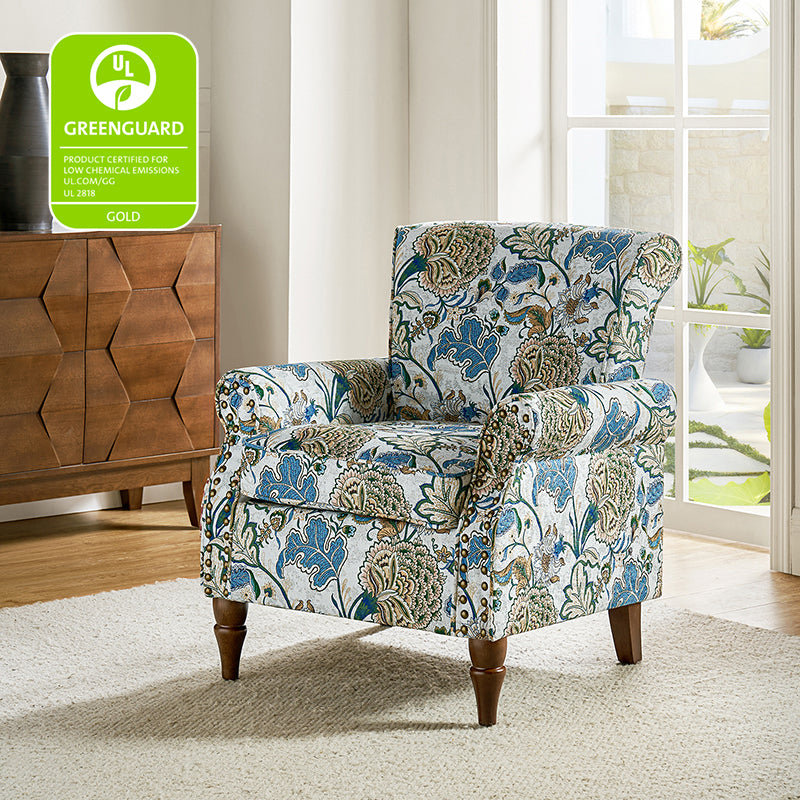 Artemisa Modern Floral Pattern Upholstered Armchair - Comfortable Living Room Accent Chair for Home Office & Lounge Decor