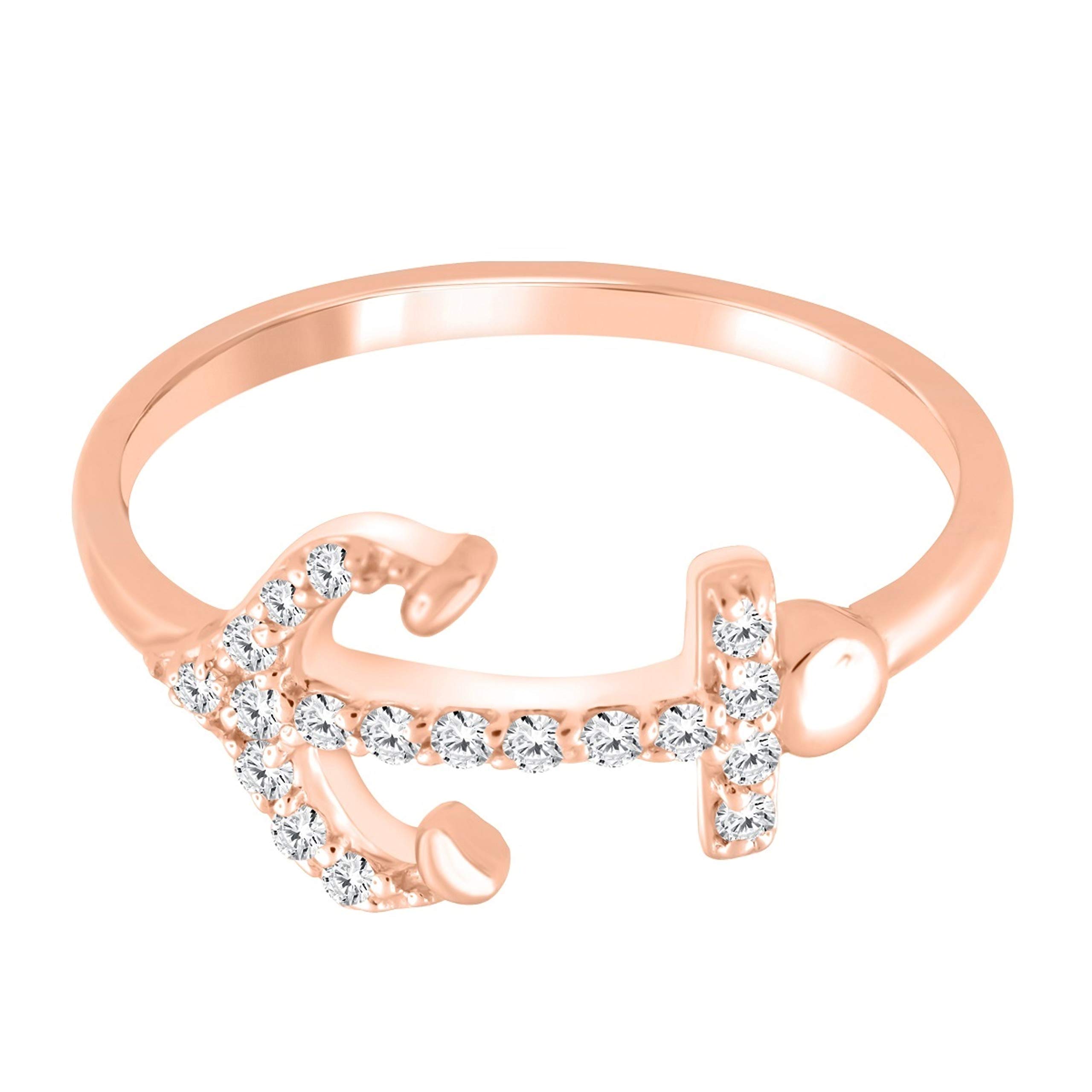 0.20 Carat Diamond Arrow Shape Ring in 10K Solid Rose, White & Yellow Gold - Elegant Valentine's Day Gift for Her, Anniversary Present, Bridal Jewelry, Promise Ring for Couples