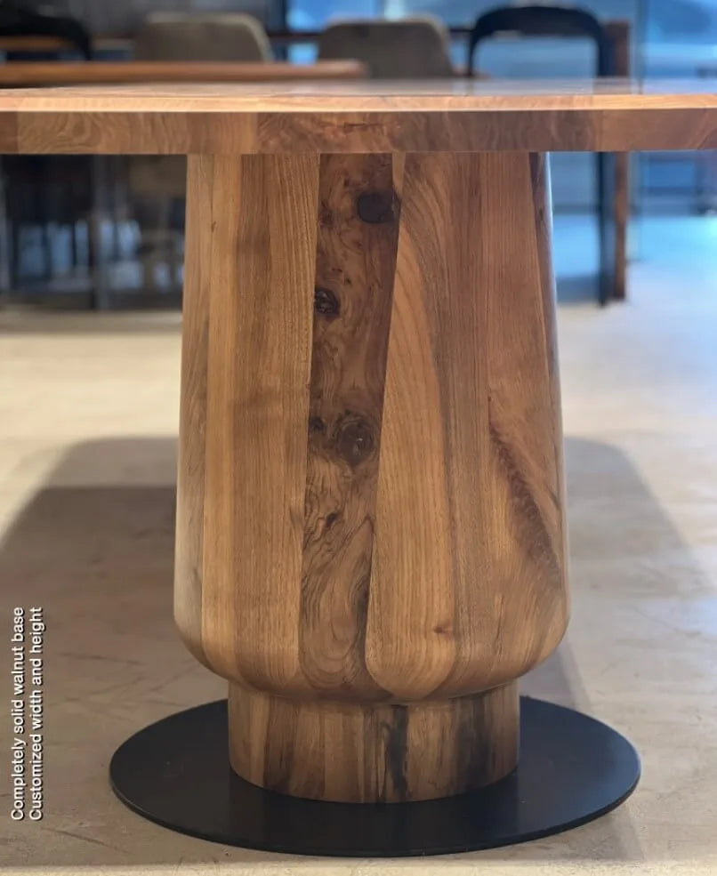 Solid Walnut Wood Edge Glued Dining Table With Wooden Tulip Legs - Modern Farmhouse Kitchen Table for Dining Room & Breakfast Nook