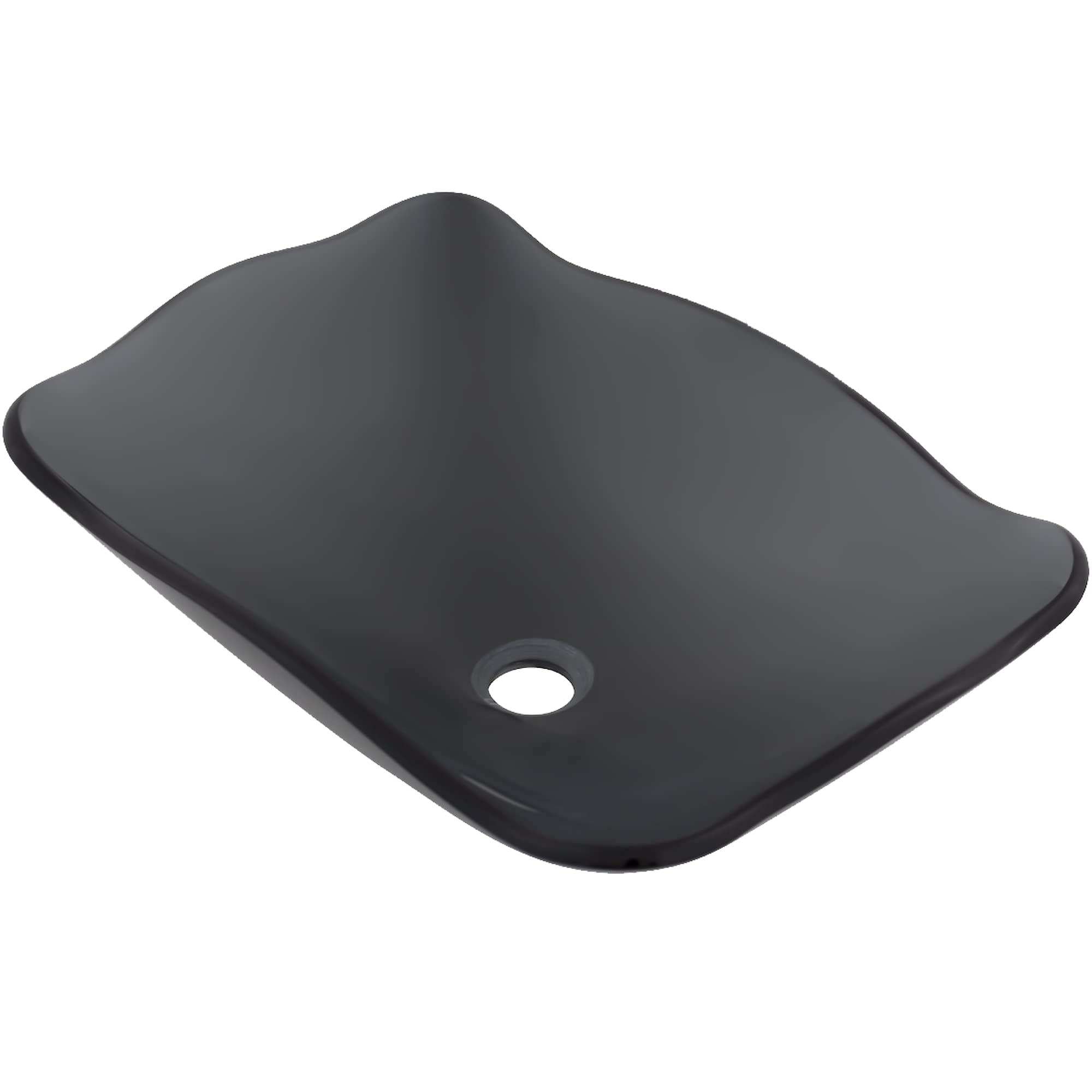 Novatto TIS-317G Rectangular Glass Vessel Bathroom Sink - Clear Black Finish - Modern Above Counter Basin for Bathroom Vanity, Powder Room & Master Bath Decor