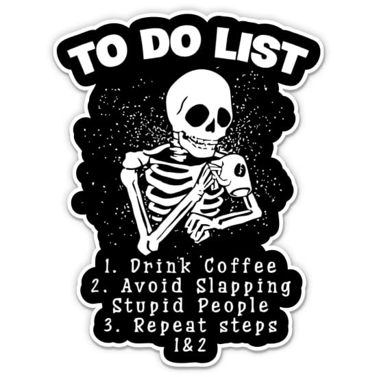 Funny Coffee Lover Stickers - 2 Pack Waterproof Vinyl Decals for Car, Phone, Water Bottle & Laptop - Humorous 