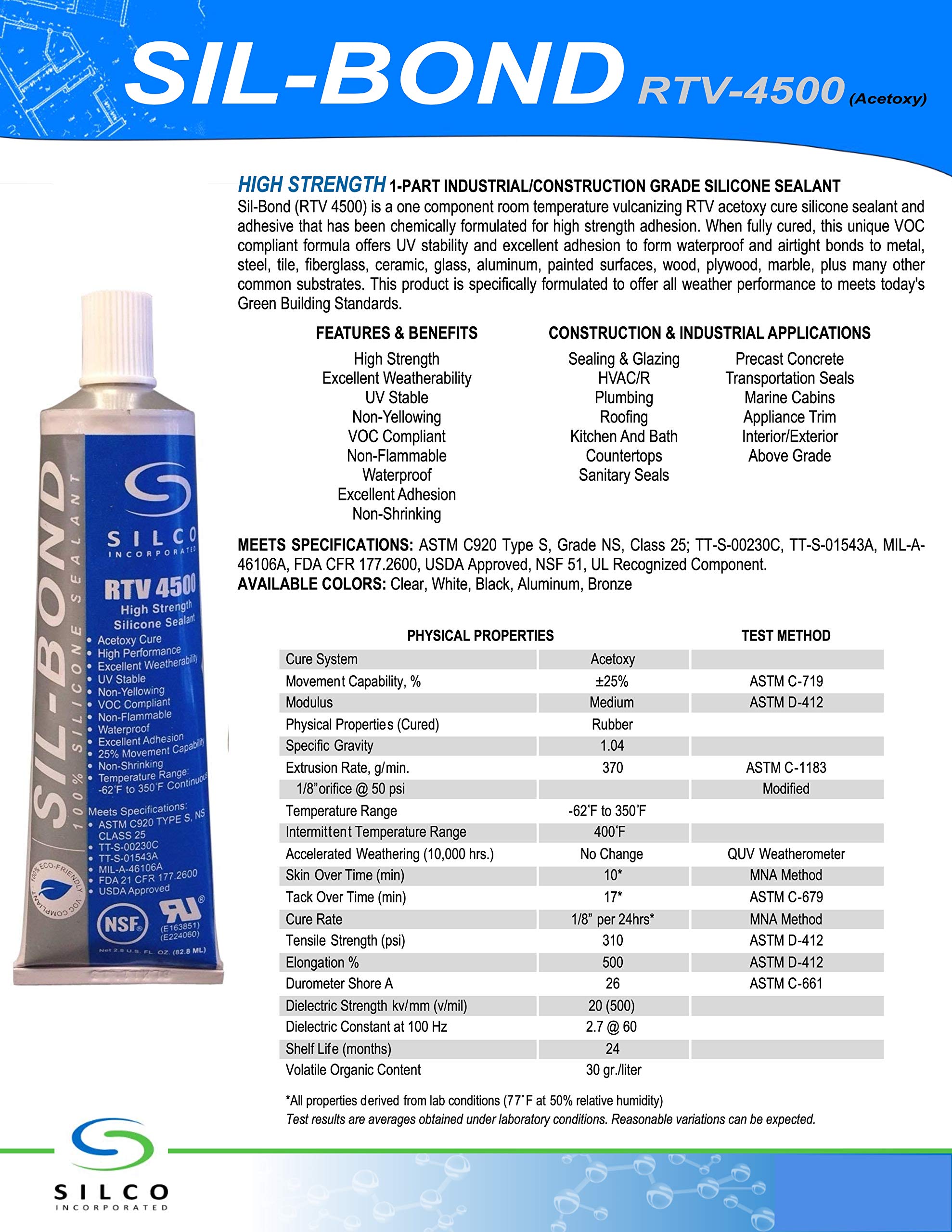 **RTV 4500 Food-Grade Silicone Sealant - High Strength, Clear (2.8 FL. Oz) - Safe for Kitchen, Baking, Food Storage & DIY Projects**