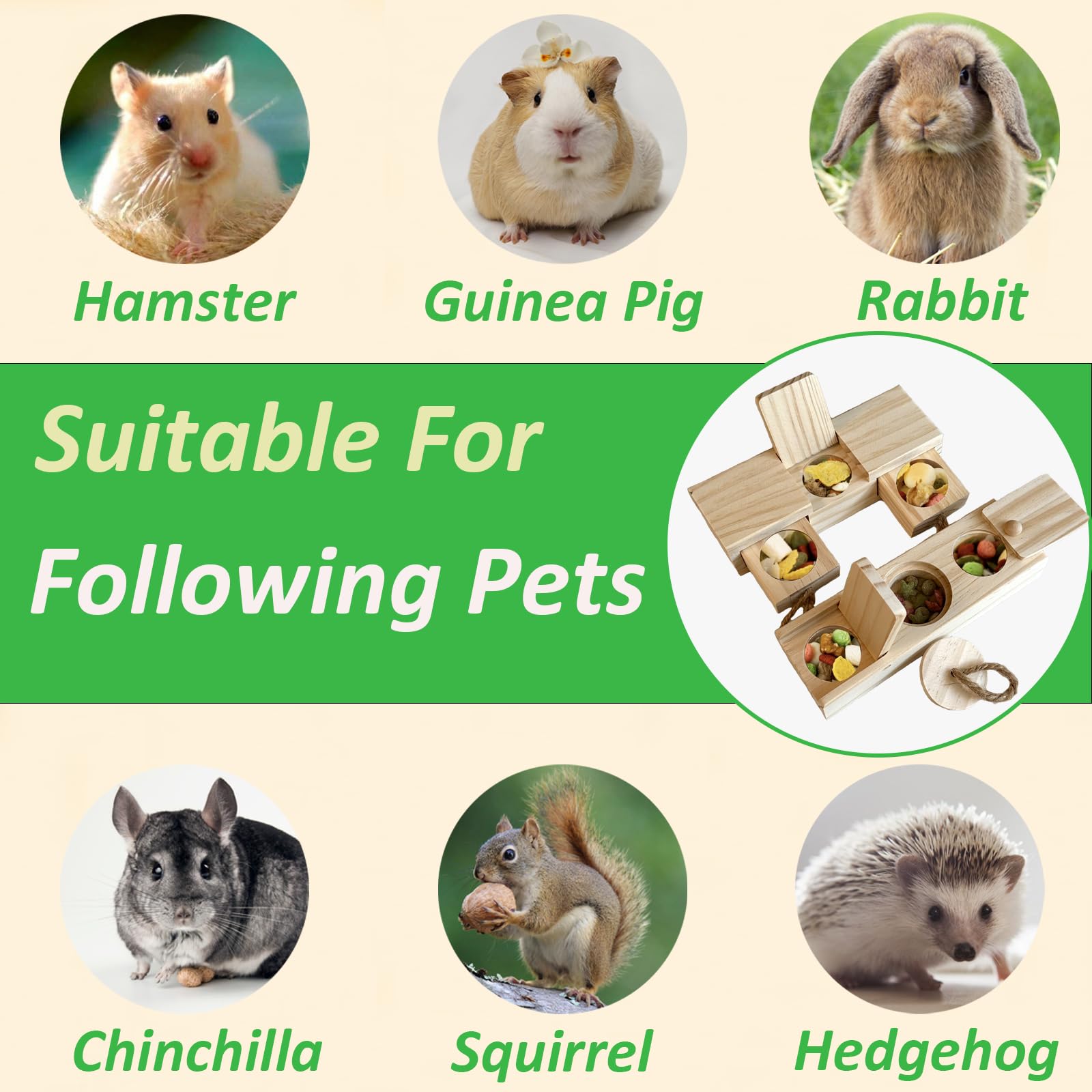 Wooden Guinea Pig Toys & Rabbit Chew Toys - 2 Pack Small Animal Enrichment Foraging Games for Hamsters, Chinchillas, Squirrels, Hedgehogs | Interactive Hide & Seek Treat Toys for Mental Stimulation & Natural Instincts - Perfect for Cage Entertainment & Training