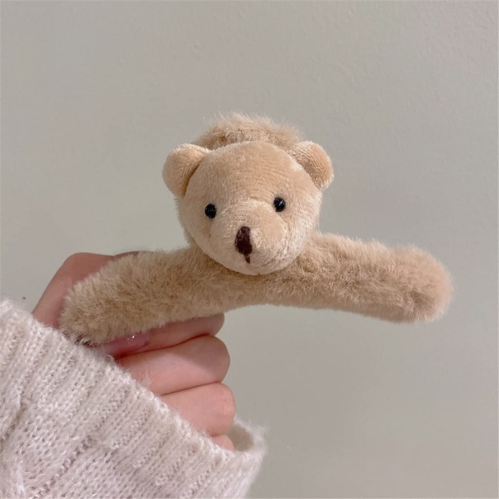 Cute Cartoon Bear Plush Hair Claw Clip for Women - Sweet Hair Accessories for Girls (Color B) - Perfect for School, Work, and Everyday Styling