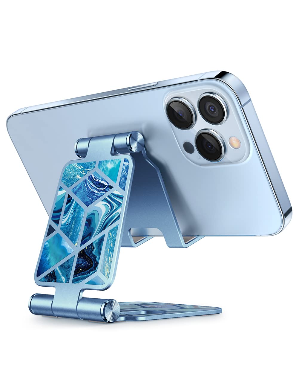 i-Blason Universal Foldable Phone Stand Holder - Compatible with iPhone 16/15/14/13 Pro Max & All Smartphones - Adjustable Desk Stand for Watching Videos, Video Calls & Hands-Free Use (Blue)