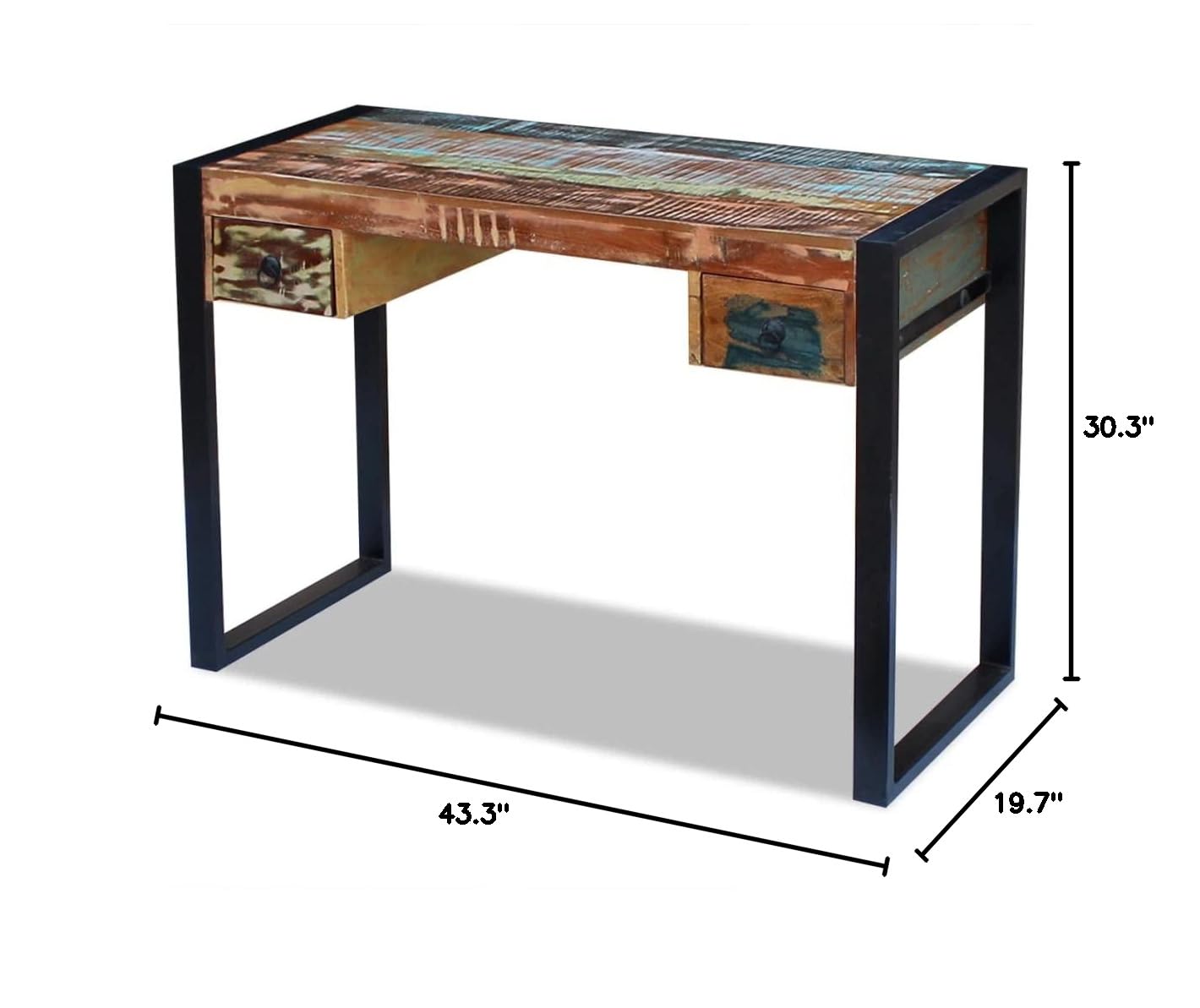 SKM Solid Reclaimed Wood Desk - 3276 | Rustic Industrial Home Office Furniture for Modern Workspace & Study Room