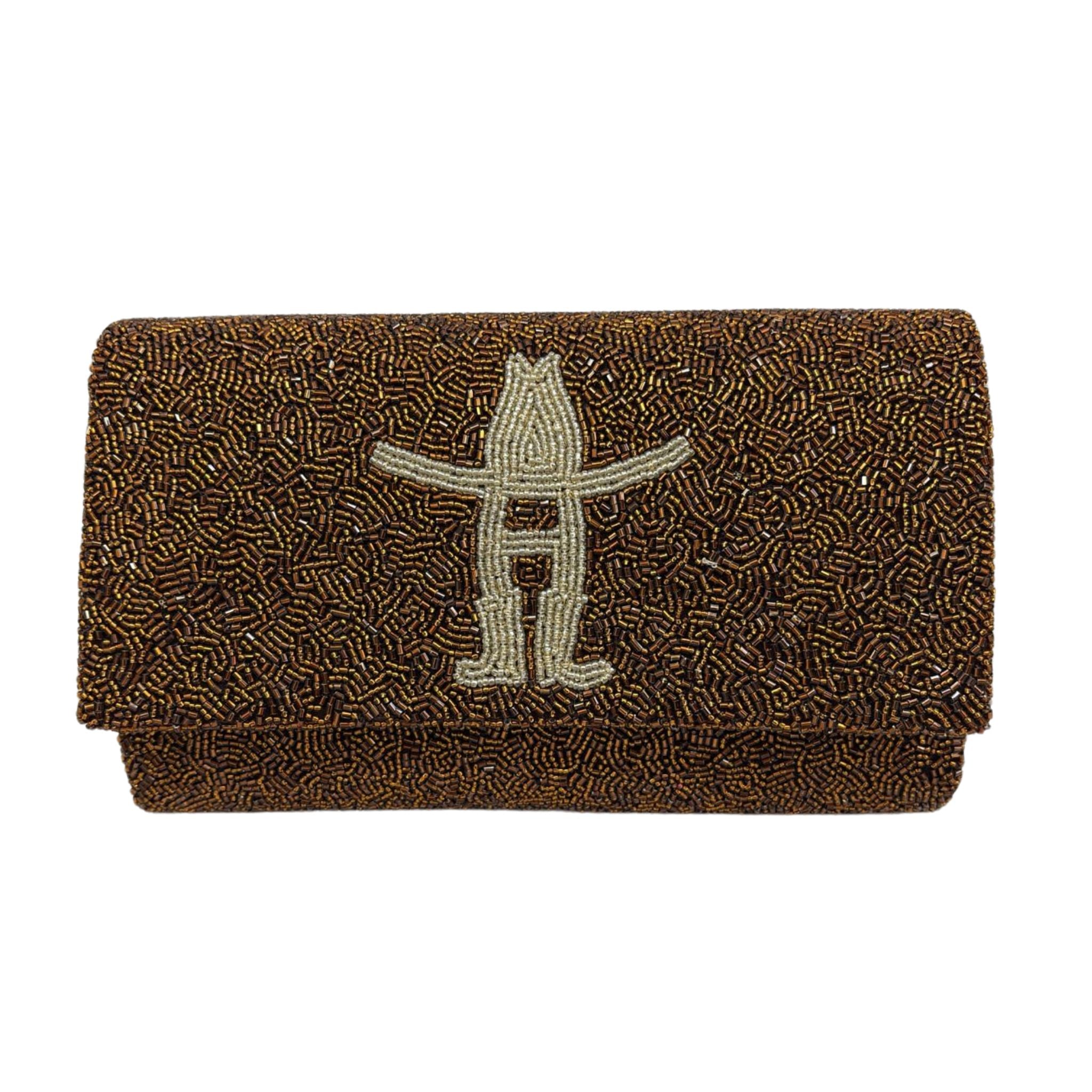 Houston Rodeo Logo Fully Beaded Clutch Purse - Western Cowgirl Rhinestone Evening Bag for Parties, Weddings & Special Events