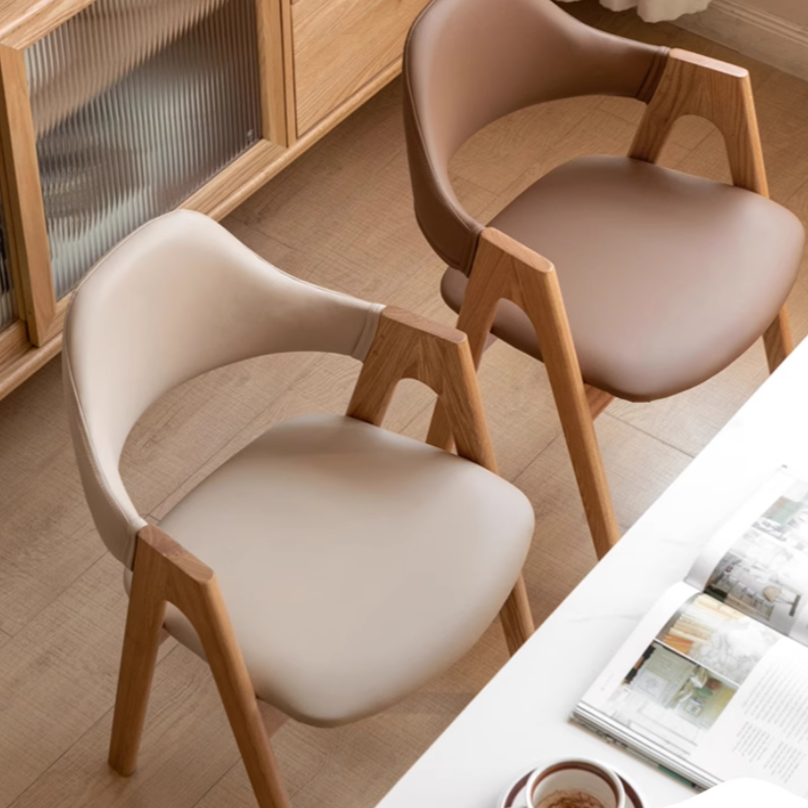 Premium 2-Piece Solid Wood Chair Set - Black Walnut, Ash & Oak with Soft Fabric/Leather Back Support | Modern Dining Room & Living Room Furniture for Home Decor