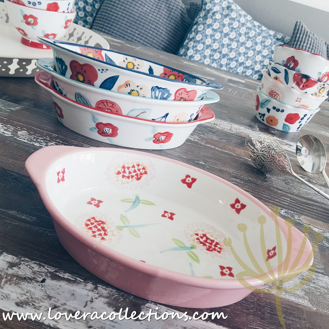 Handmade Pink Blossom Oval Ceramic Baking Dish - 12 Inch Porcelain Casserole Pan for Oven, Microwave & Dishwasher | Perfect for Casseroles, Lasagna, Desserts & Holiday Baking