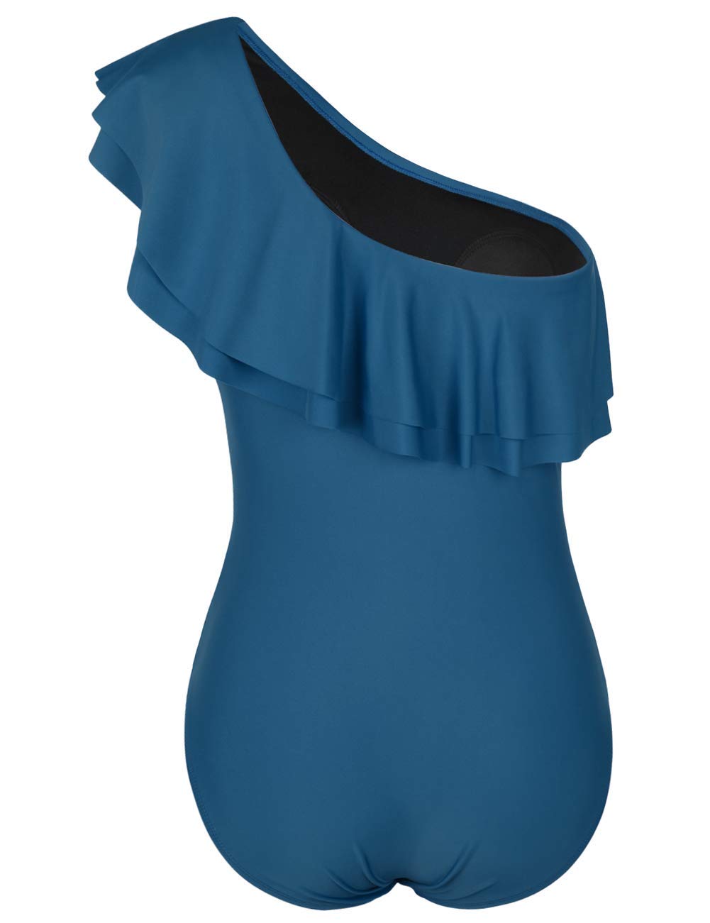 Hilor Women's One Shoulder Asymmetric One Piece Swimsuit - Ruffled Bathing Suit for Beach, Pool & Vacation | Sexy Monokini Swimwear