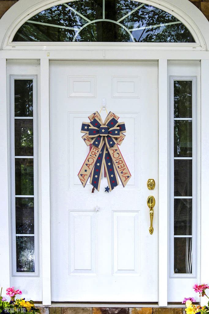 4th of July Wreath Bows - Patriotic Burlap Decor for Front Door & Tree
