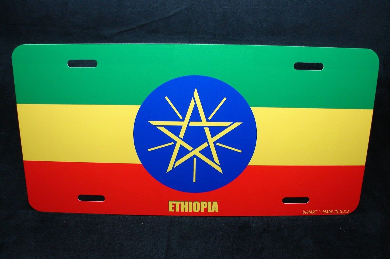 Ethiopia Flag Car License Plate - Ethiopian Pride Auto Accessory for Cars, Trucks, SUVs | Perfect for Home, Office, Garage & Workshop Decor | Show Your National Spirit on the Road
