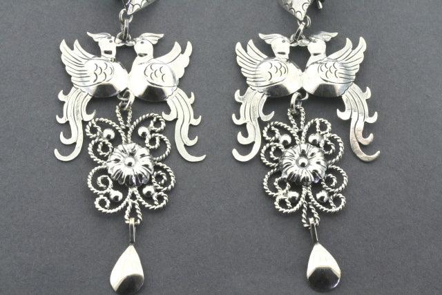 Frida Earrings - Sterling Silver Dangle Hoop Earrings for Women | Boho Chic Jewelry for Everyday Wear & Special Occasions