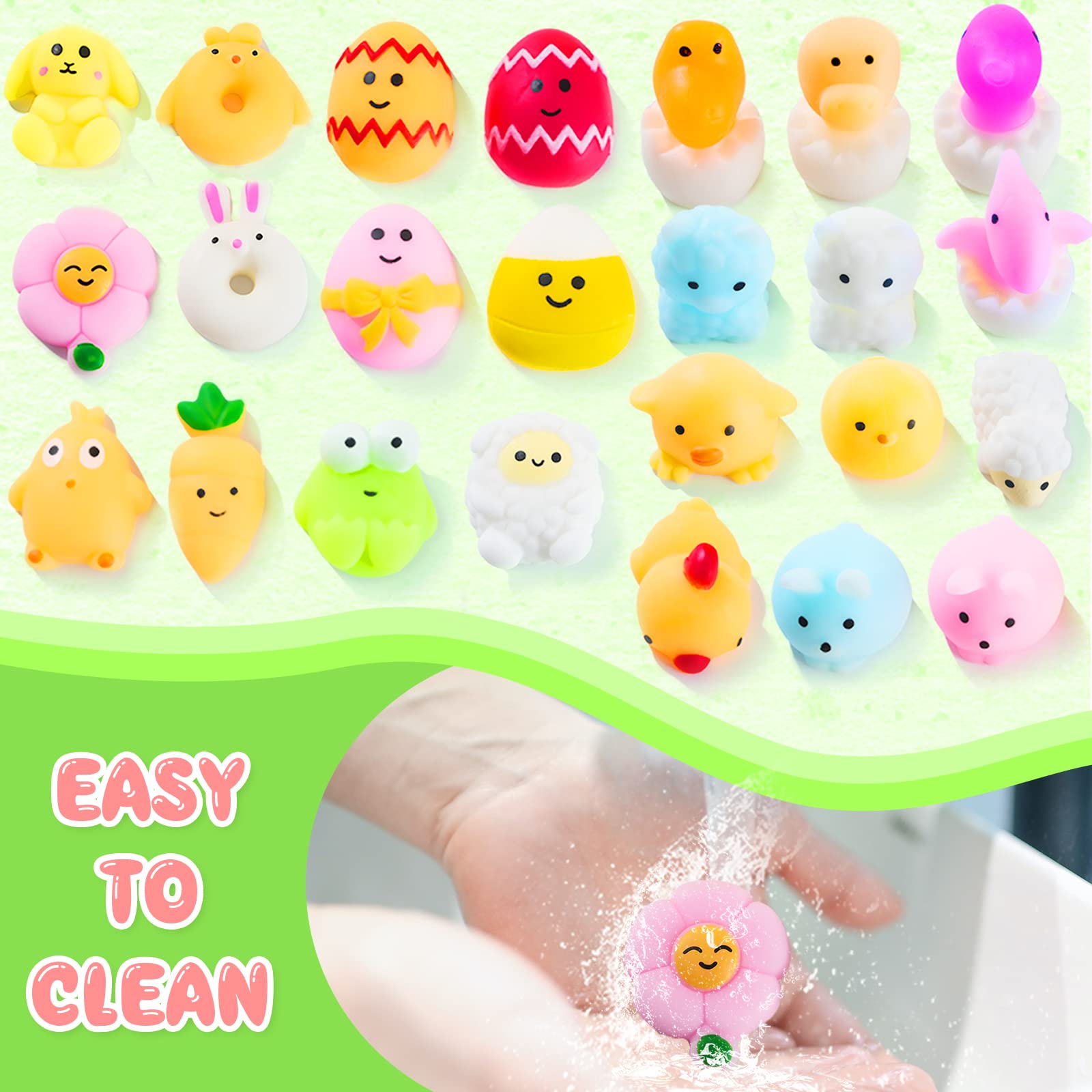 Easter Prefilled Eggs with Mochi Squishy Toys - Cute Stress Relief Sensory Toys for Kids, Easter Egg Hunt Prizes, Party Favors & Classroom Rewards (Classic) - Perfect for Easter Celebrations, Birthday Parties & Sensory Play