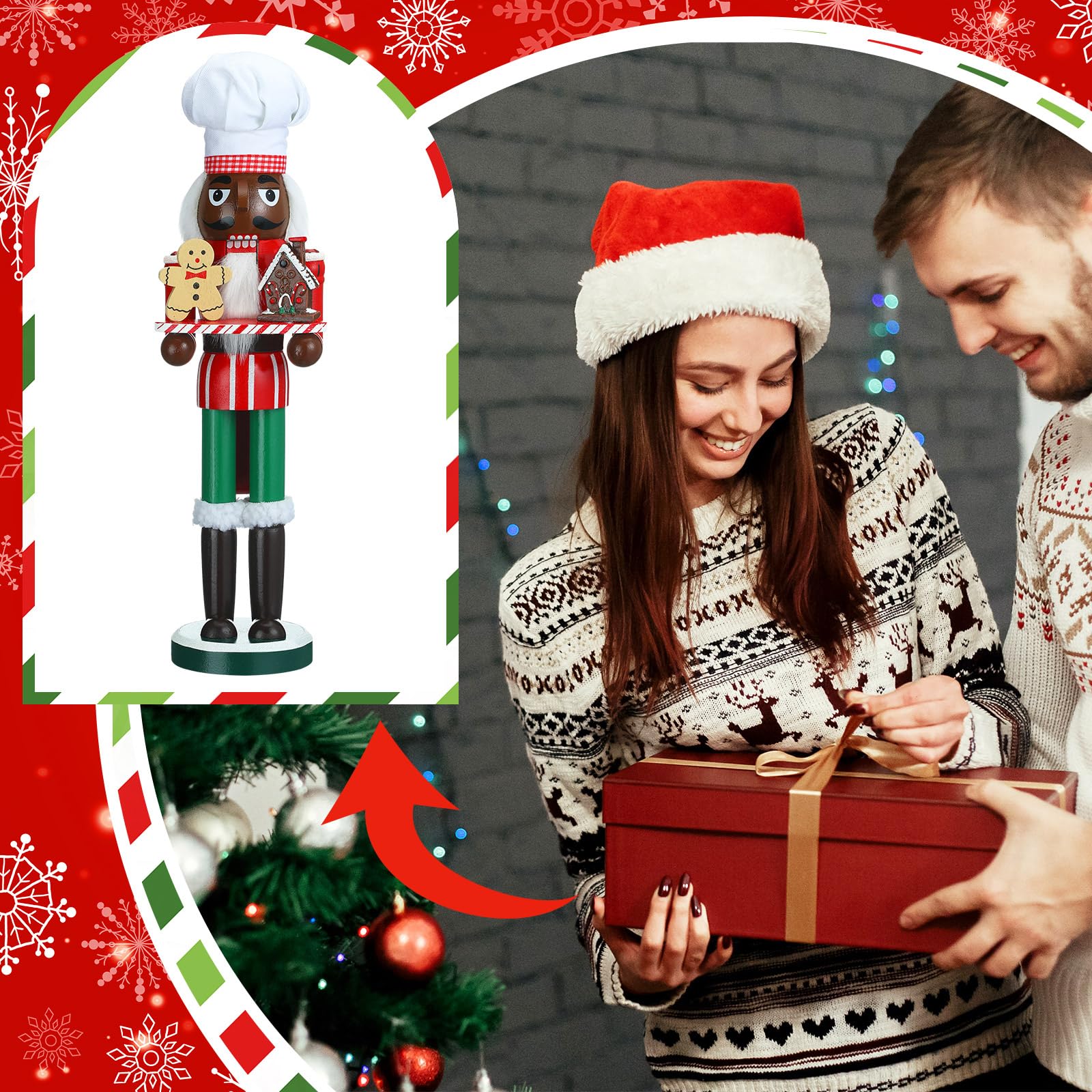 15 Inch Black Wooden Christmas Nutcracker Decor - African American King Figure, Festive Holiday Soldier Nutcracker for Tabletop Decorations | Perfect Christmas Gift for Home, Office & Holiday Parties