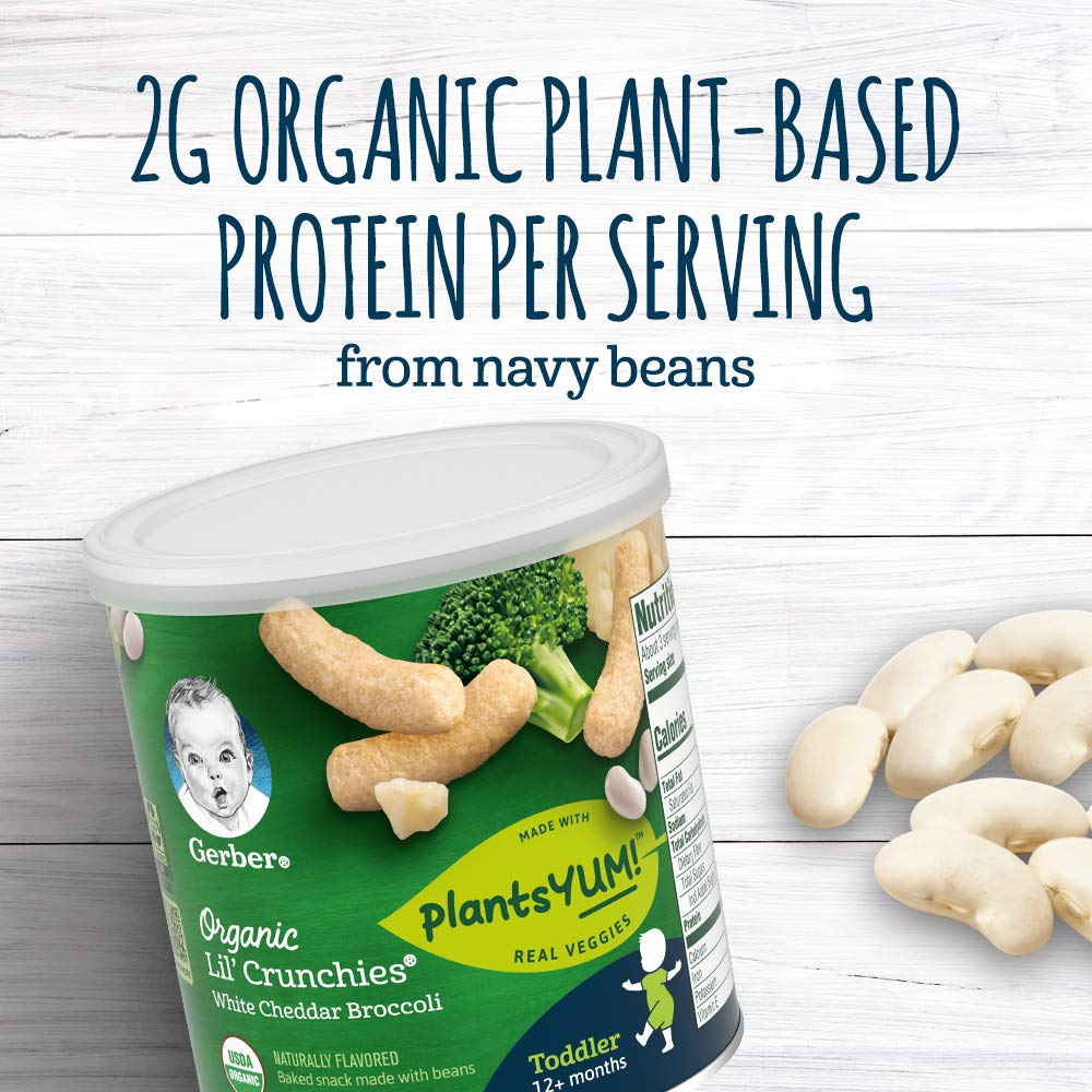 Organic Gerber Lil Crunchies Baby Snacks - White Cheddar & Broccoli + Mild Cheddar & Veggie Dip Value Pack | Healthy Toddler Finger Food for On-the-Go, Daycare & Travel Snacking
