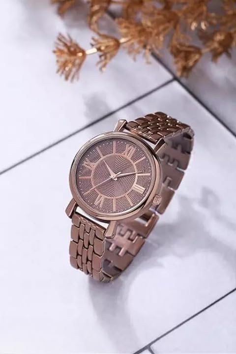 NIJAMRUT Women's Stainless Steel Fashion Watch - Elegant Belt Design Ladies Wristwatch, Water Resistant for Daily Wear - Perfect for Office, Party & Casual Outfits