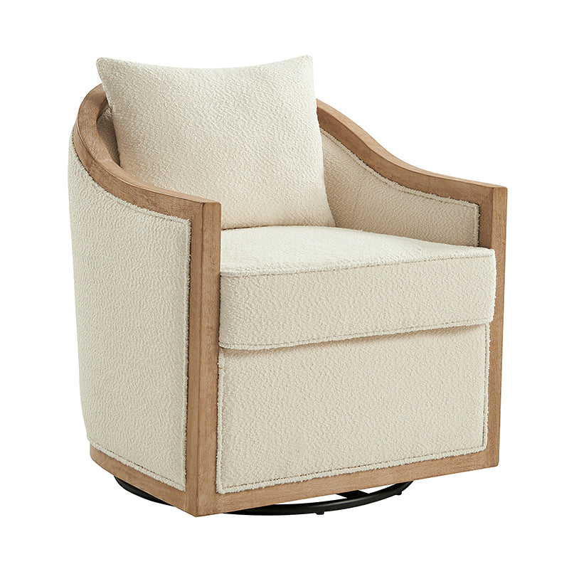 Percy Jess Farmhouse Solid Wood Swivel Chair - Rustic Home Office & Dining Room Accent Chair for Comfortable Seating