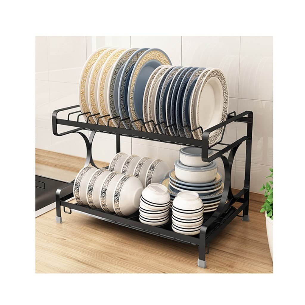 2-Layer Multifunctional Kitchen Dish Drying Rack with Removable Drain Board - Space-Saving Countertop Drain Stand for Efficient Dishwashing & Storage