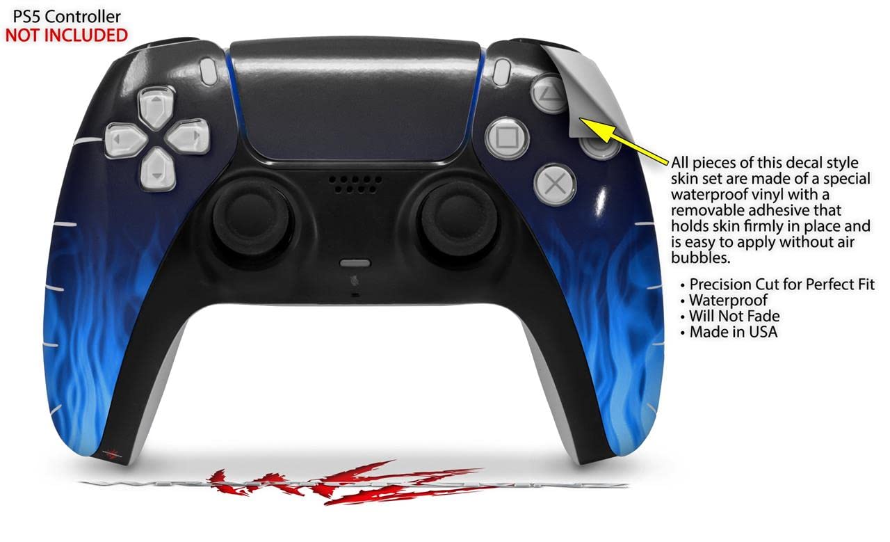 PS5 DualSense Controller Skin Wrap - Fire Blue for Gaming & Protection